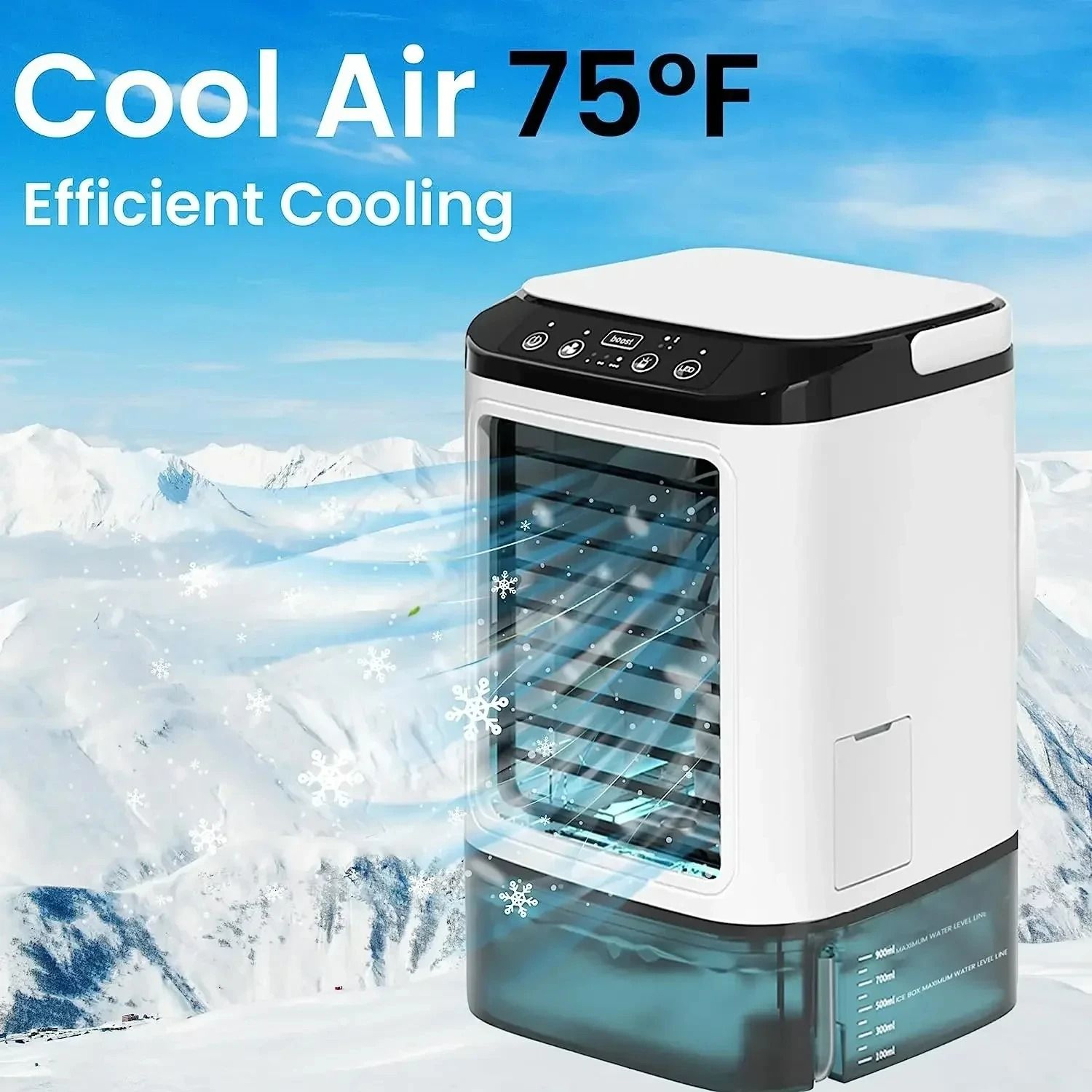 HOMEFISH Portable Air Cooler Fan Desktop Ultrasonic Mist Cooling Fan With Dual Spray 3 Speed And Ni 2