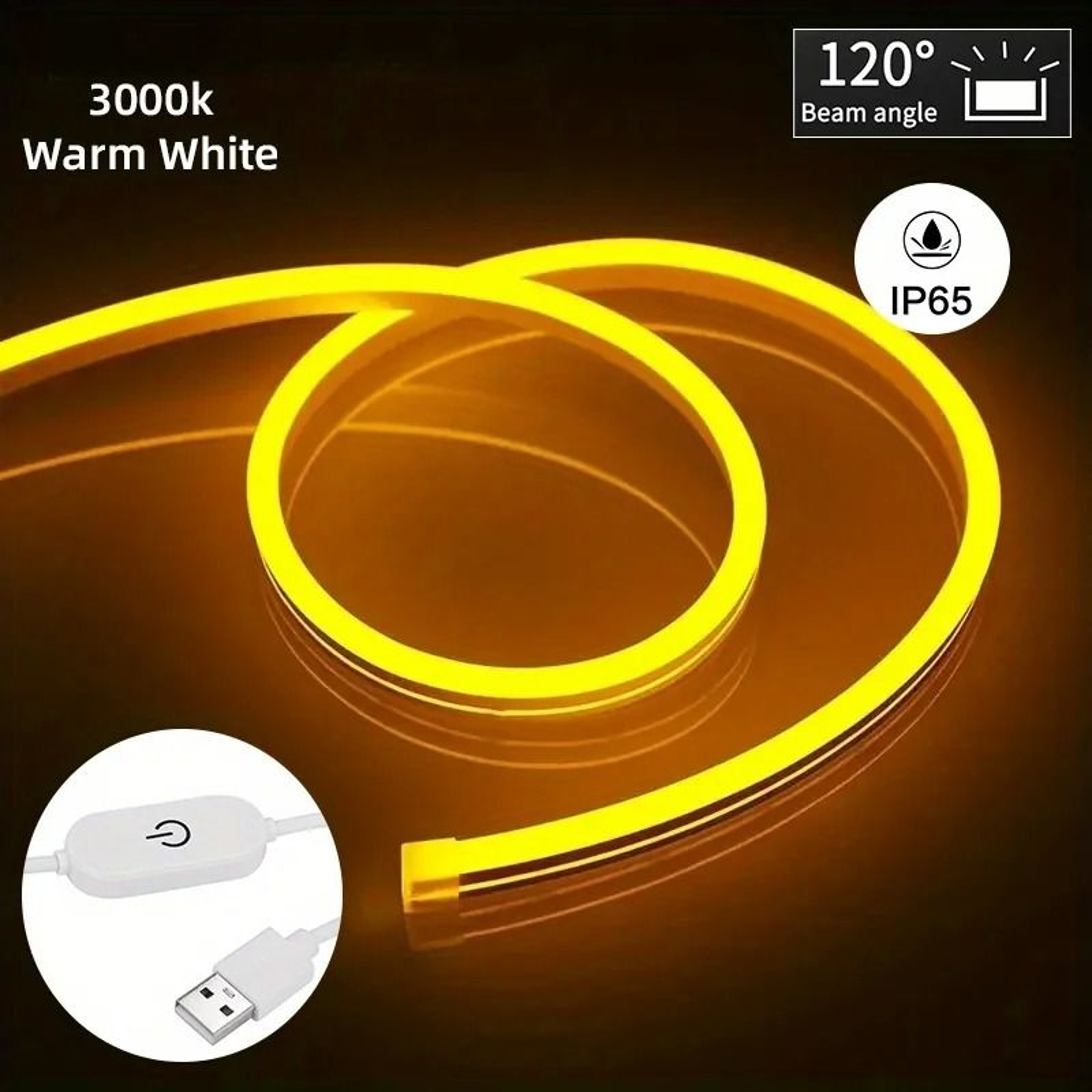 Flexible LED Neon Strip Light USB Dimmable Waterproof Neon Sign Tape 2