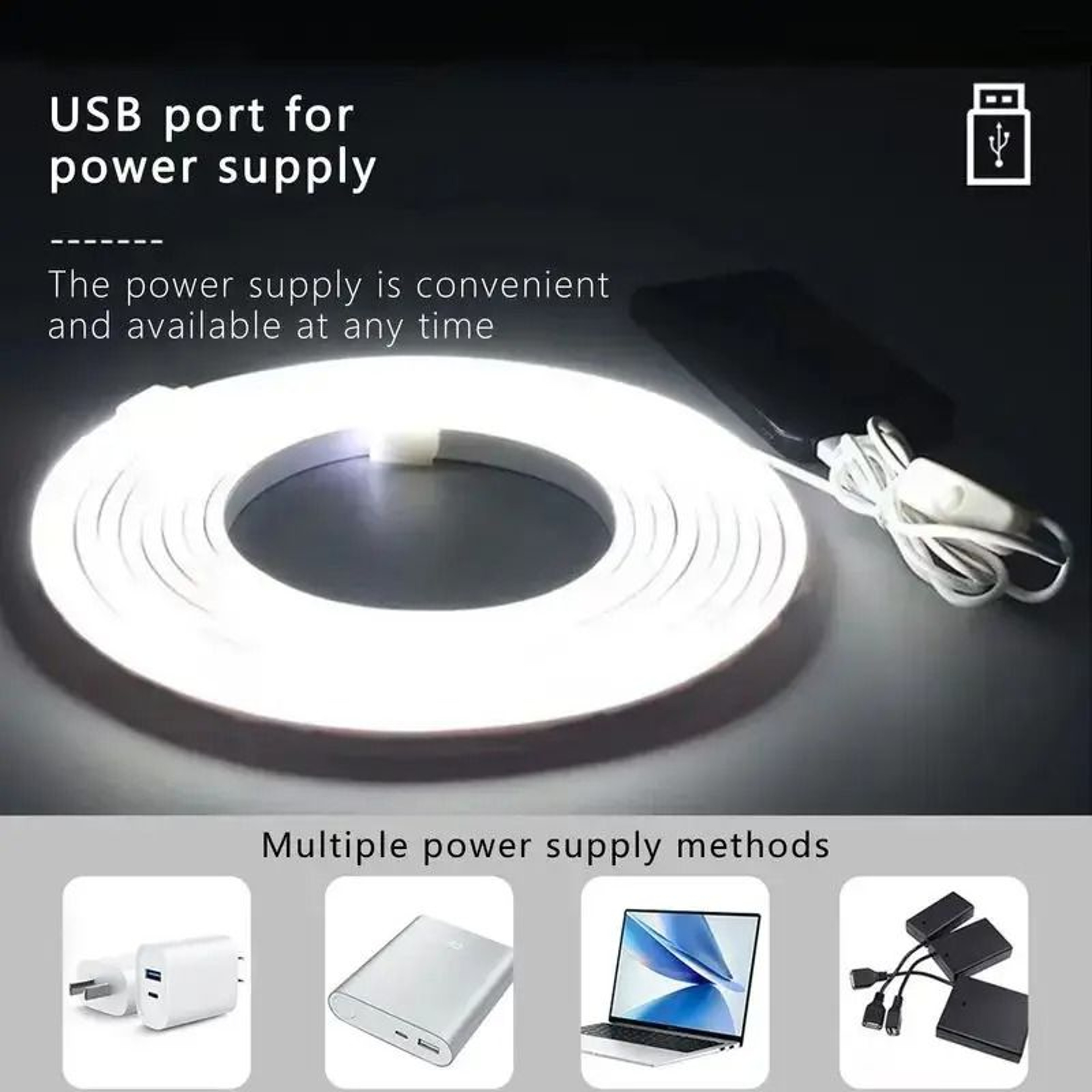 Flexible LED Neon Strip Light USB Dimmable Waterproof Neon Sign Tape 4
