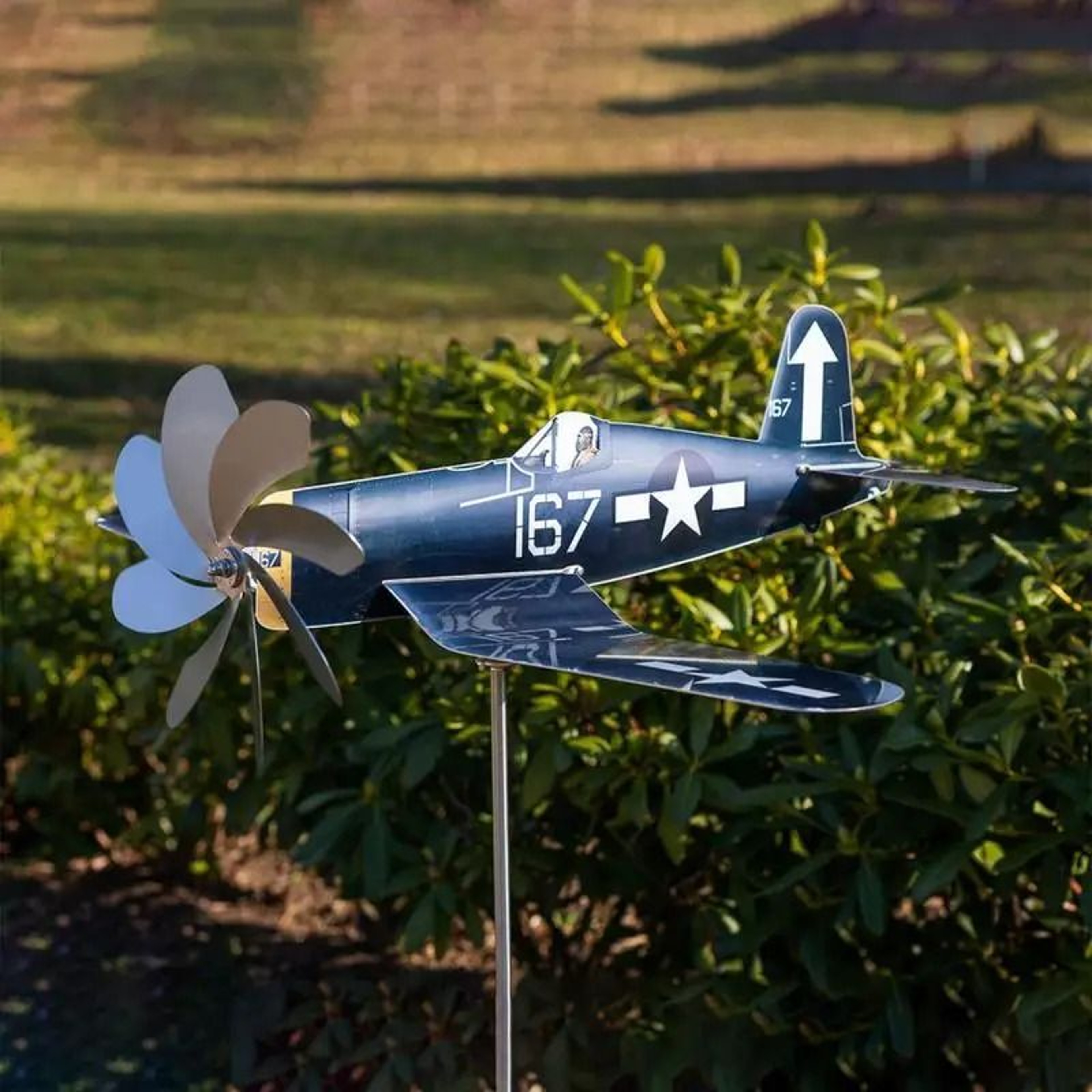 Airplane Metal Garden Wind Spinner Outdoor Stainless Steel Wind Sculpture 6