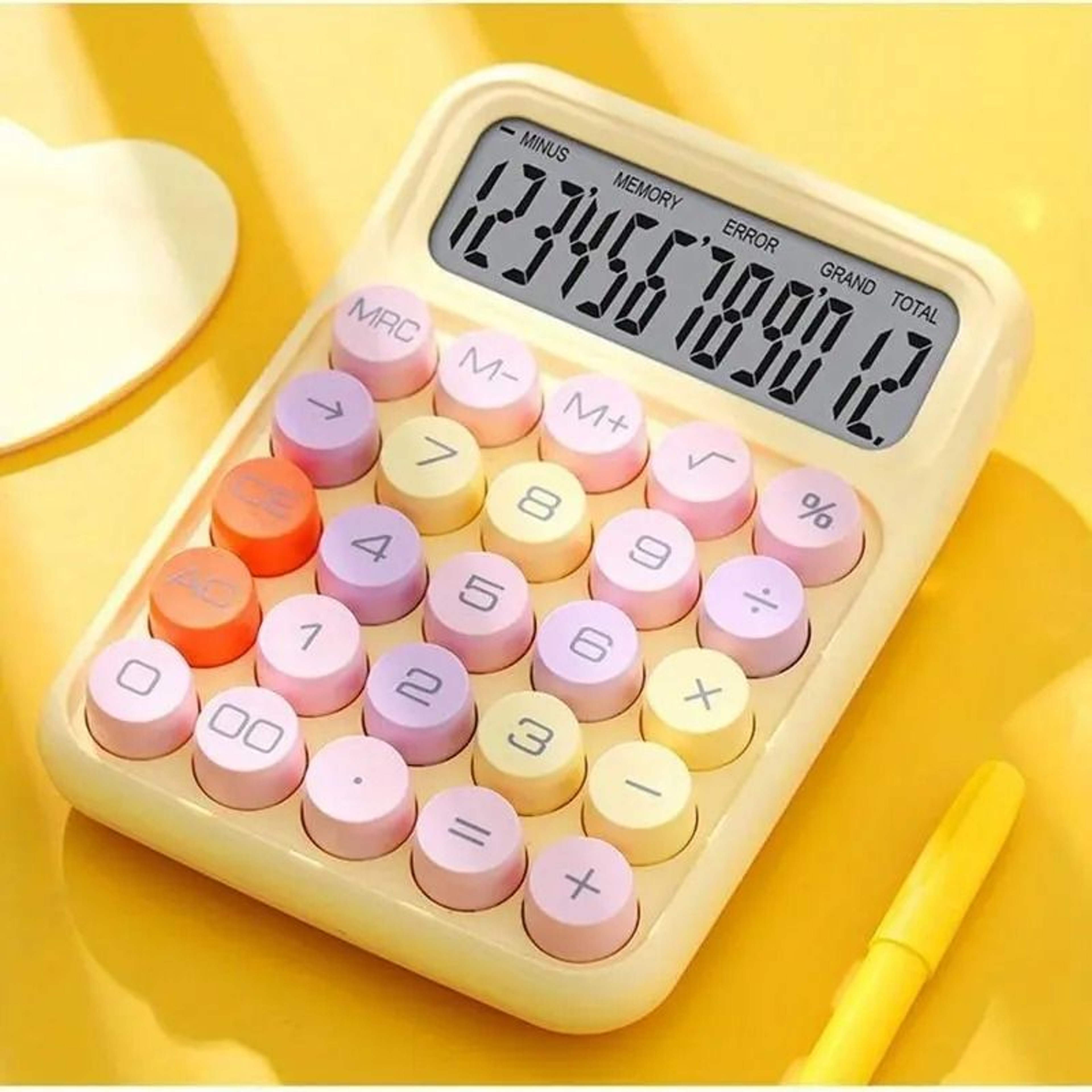 Cute Candy Color Mechanical Calculator 12 Digit Desktop Keyboard Calculator 6