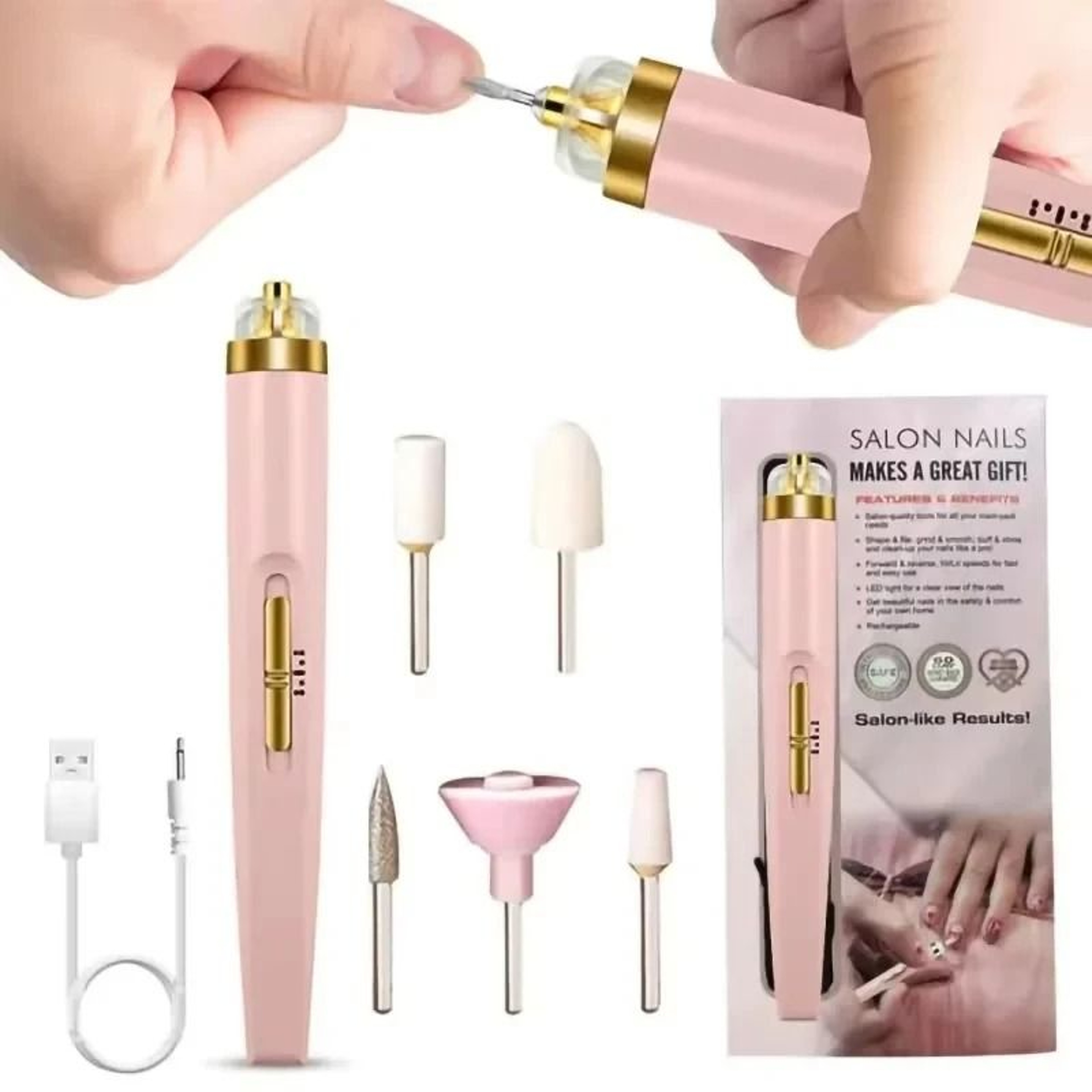 NailPro Electric Nail Drill Kit Cordless 5 In 1 Portable Manicure Tool 0