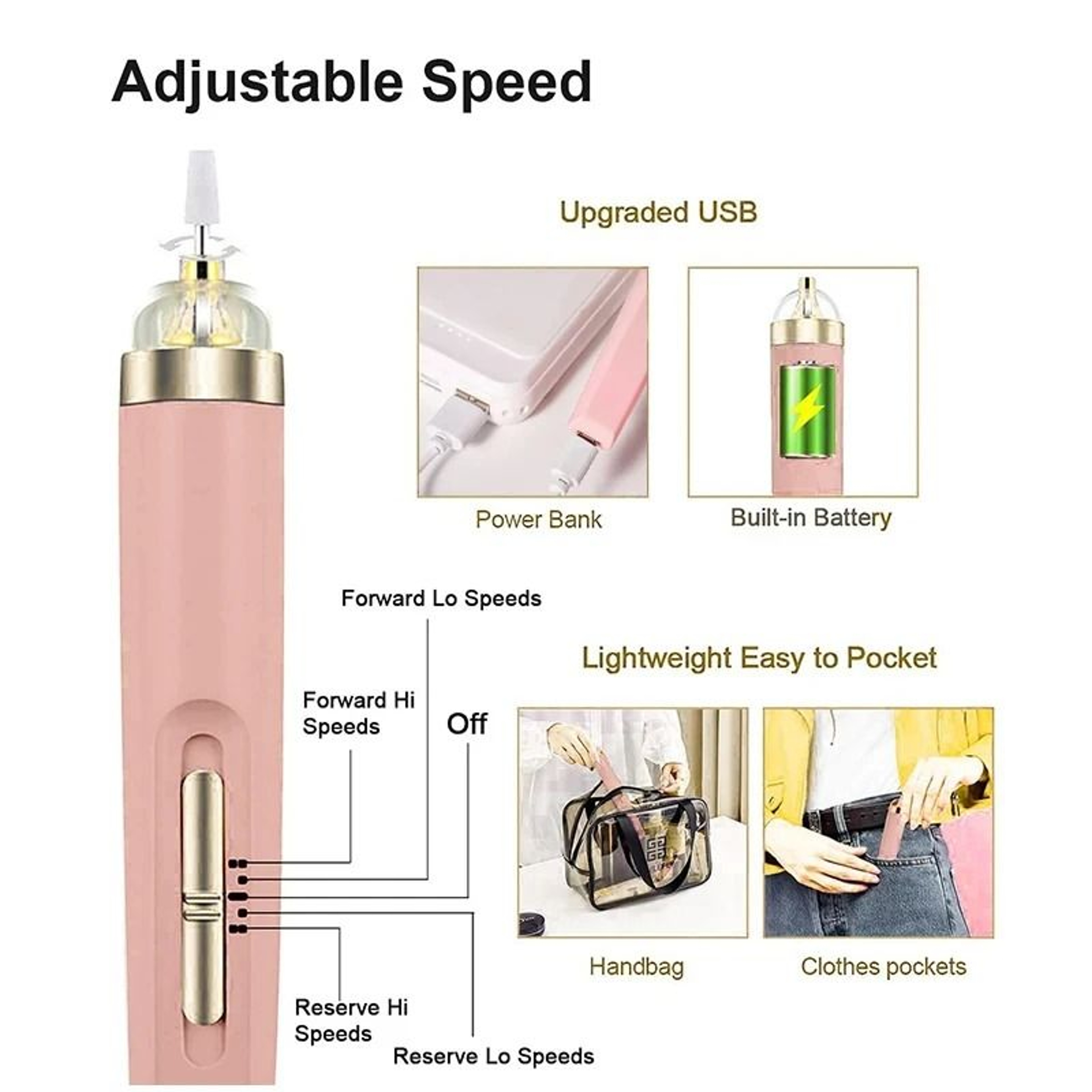 NailPro Electric Nail Drill Kit Cordless 5 In 1 Portable Manicure Tool 4
