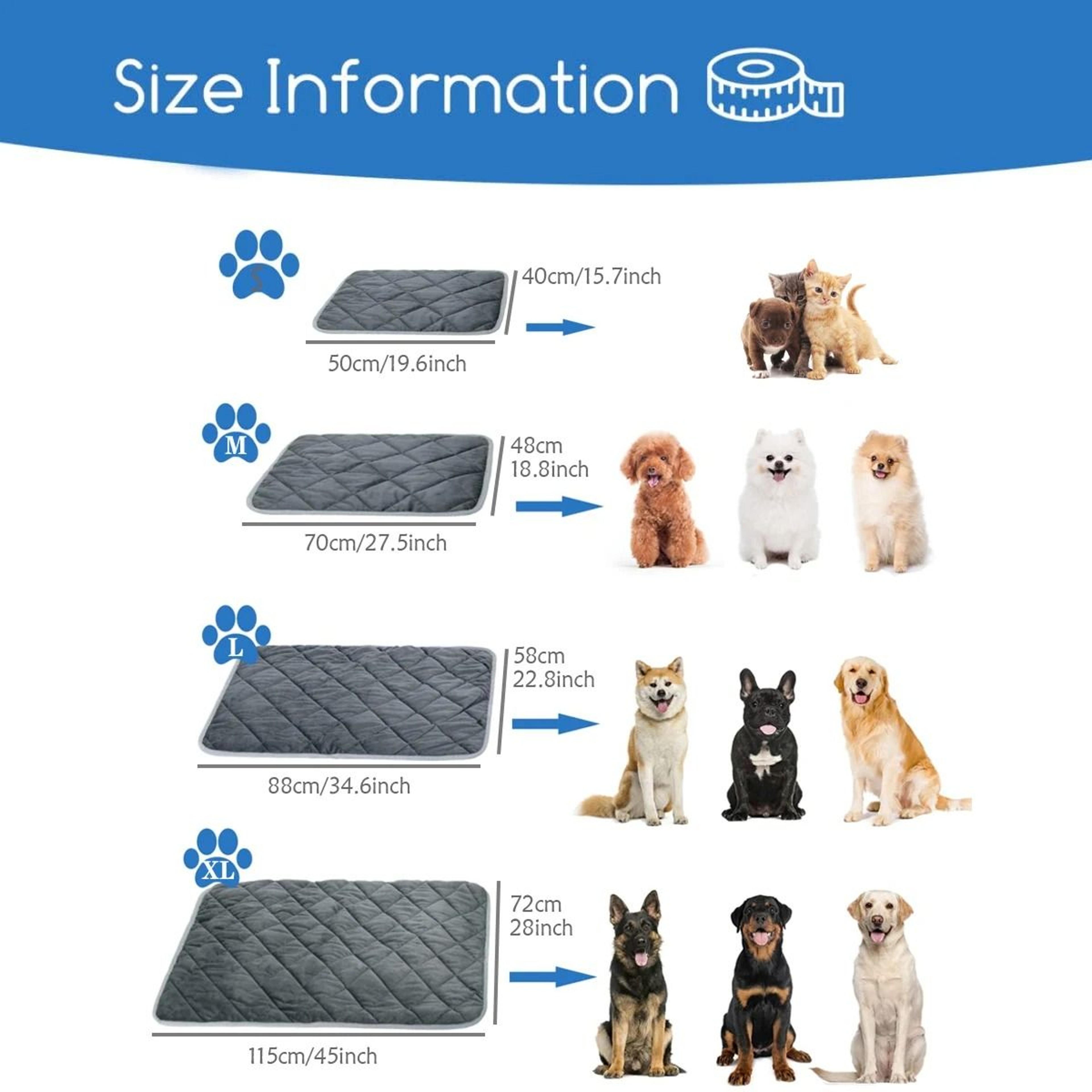Self Heating Pet Heating Pad Washable Thermal Dog Crate Pad Warm Anti Slip Pet Bed Mat 4