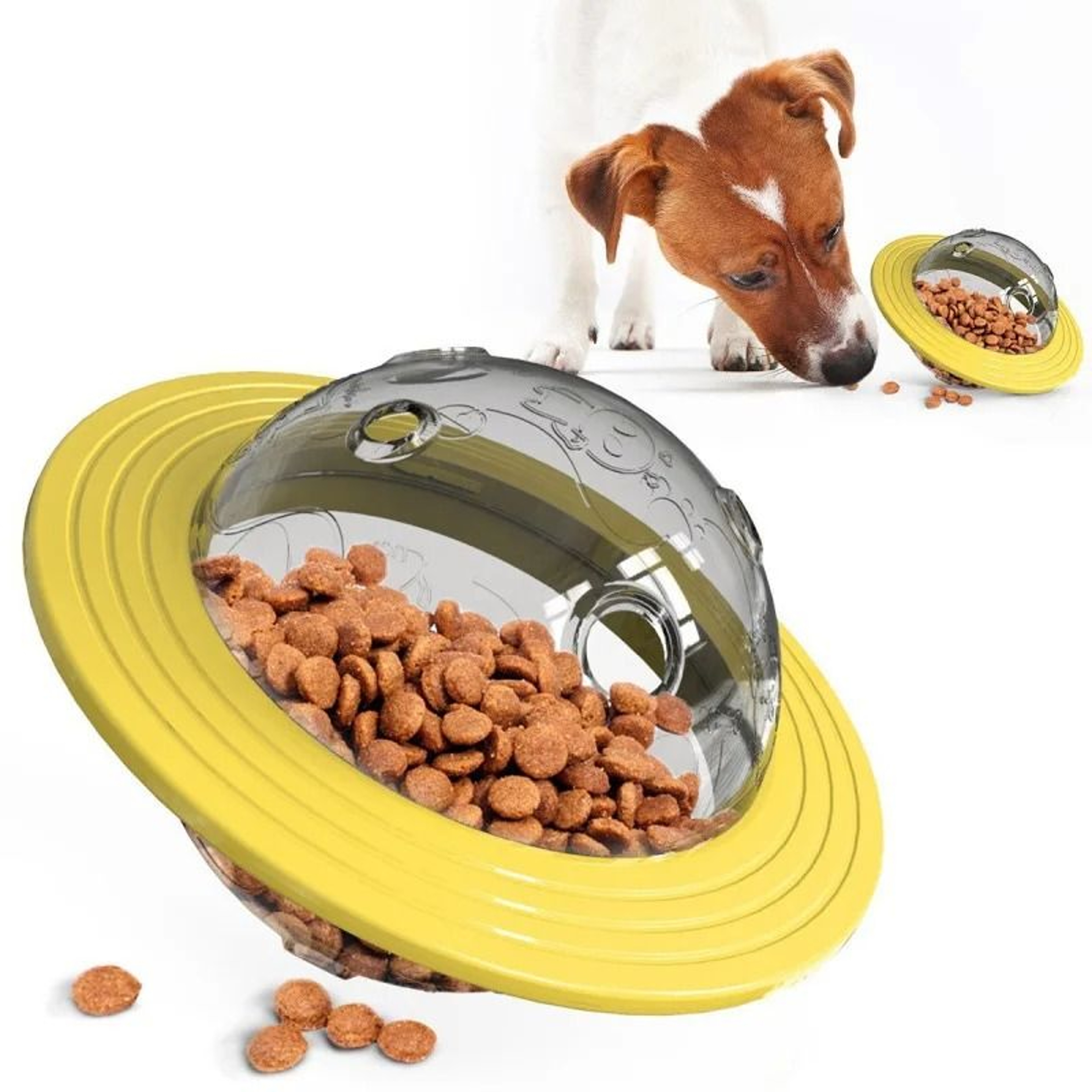 Chew Resistant Dog Treat Dispenser Toy Interactive Dog Puzzle Feeder Flying Saucer Toy For Strong C 2