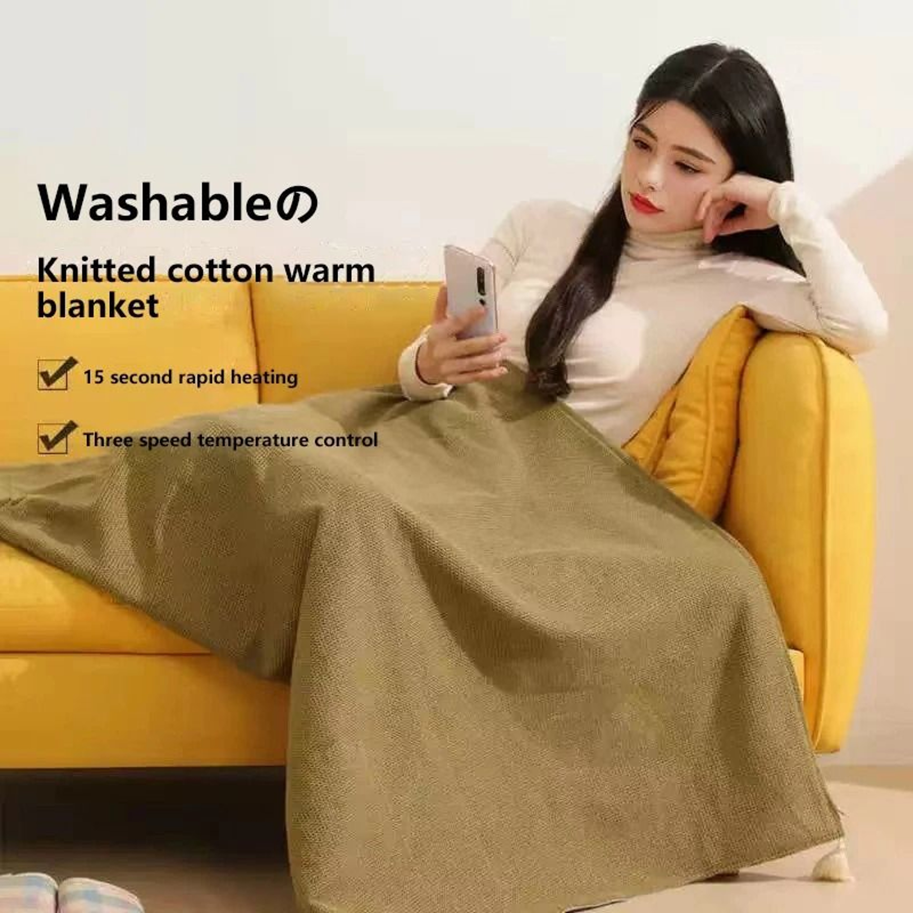 Portable USB Electric Blanket FastHeating Washable Warm Shawl For Home Office  Camping 6