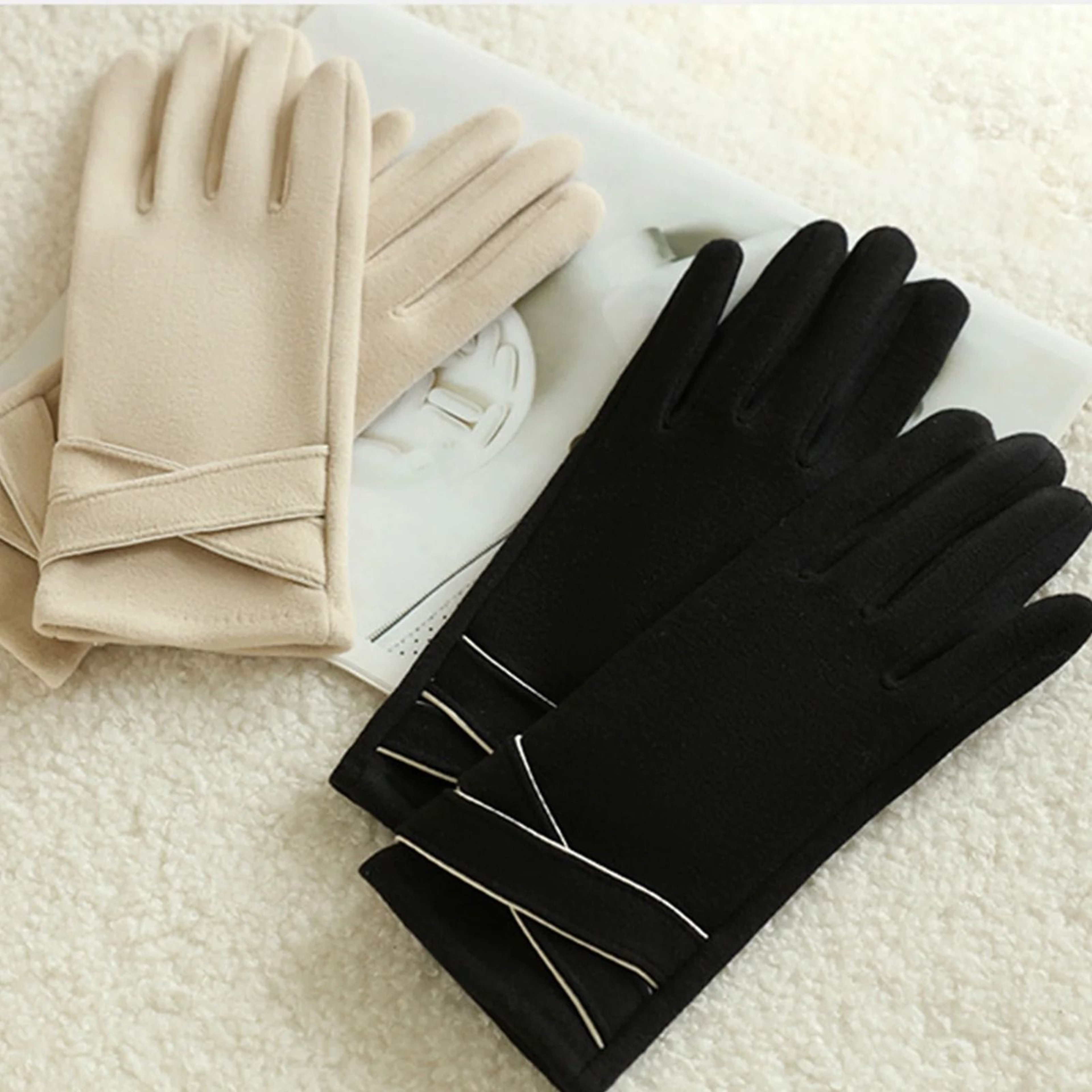 Warm Womens Touchscreen Gloves Fleece Lined Windproof Winter Riding Gloves 3