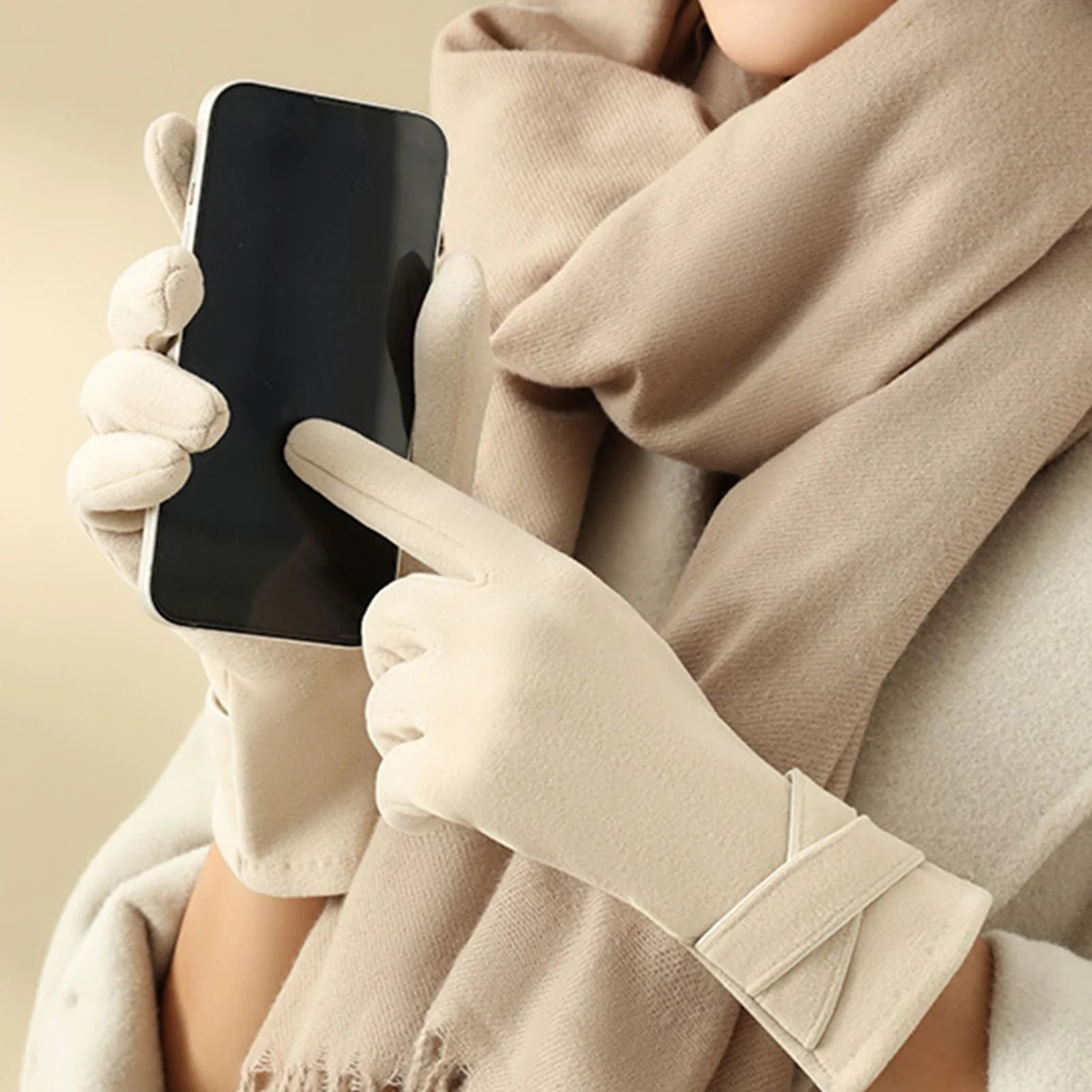 Warm Womens Touchscreen Gloves Fleece Lined Windproof Winter Riding Gloves 7