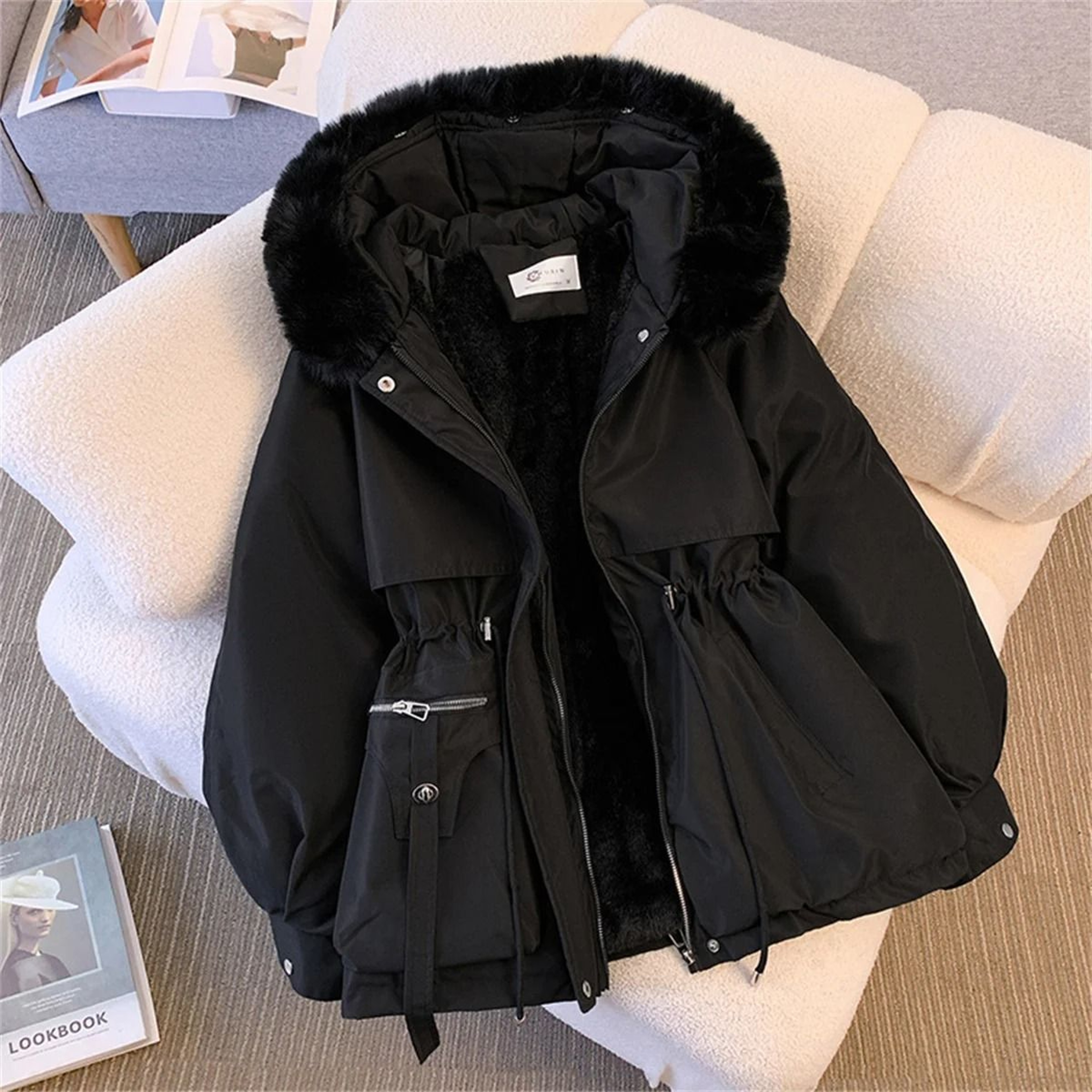 Stylish Womens Hooded Padded Jacket Korean Style Winter Parka Coat 2