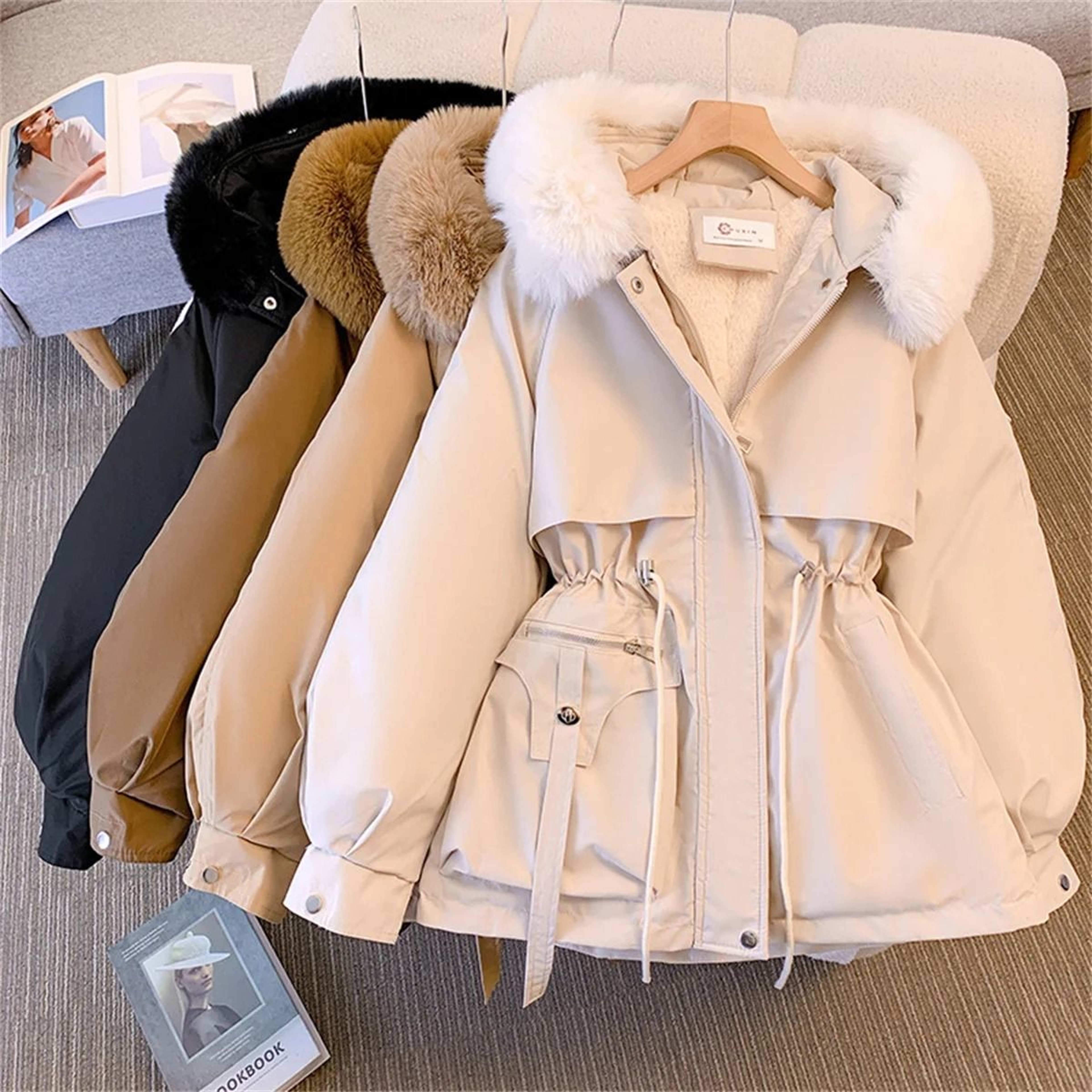 Stylish Womens Hooded Padded Jacket Korean Style Winter Parka Coat 0
