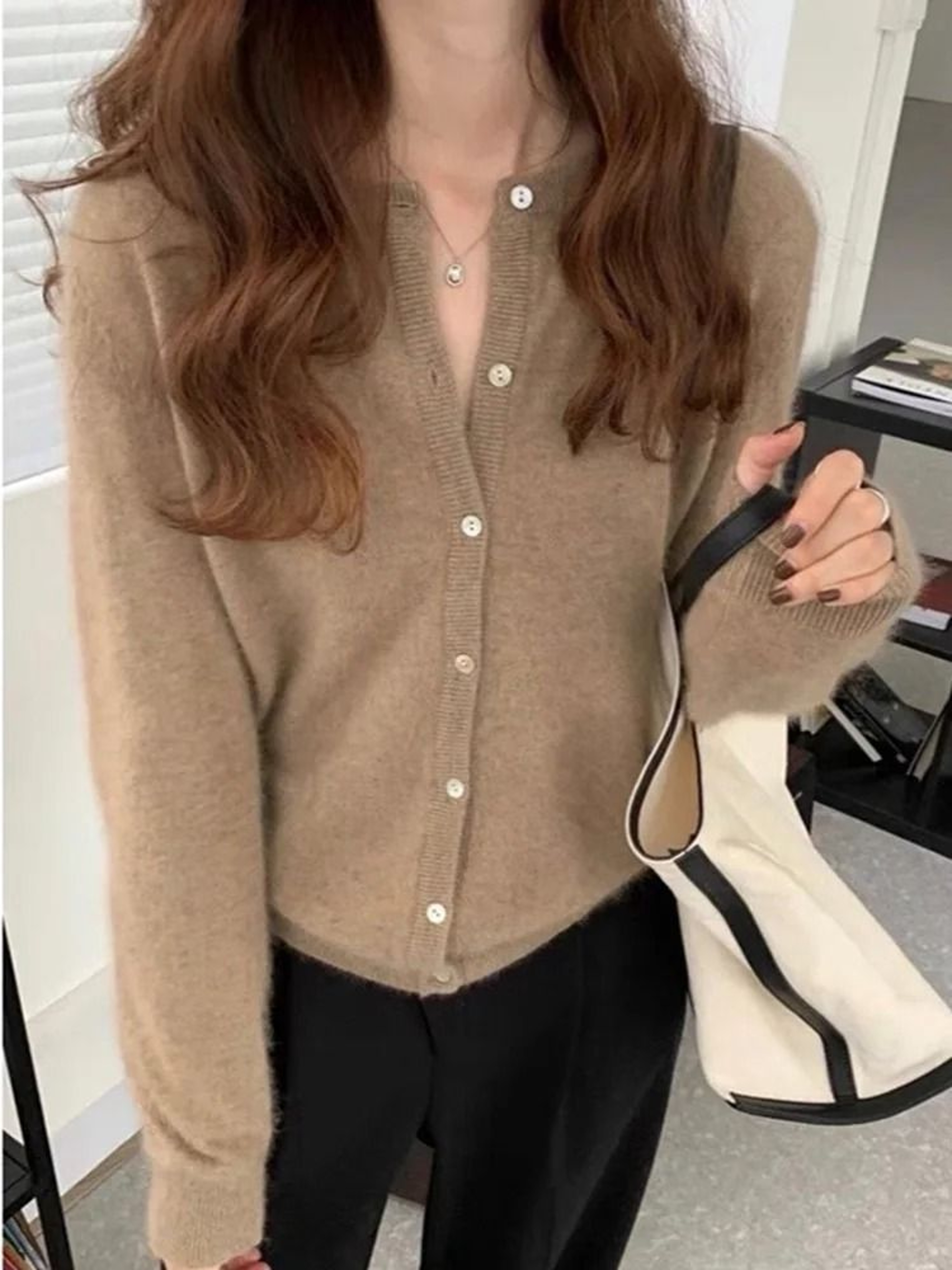 Elegant Womens Knit Button Cardigan Casual Loose Long Sleeve Winter Sweater 9