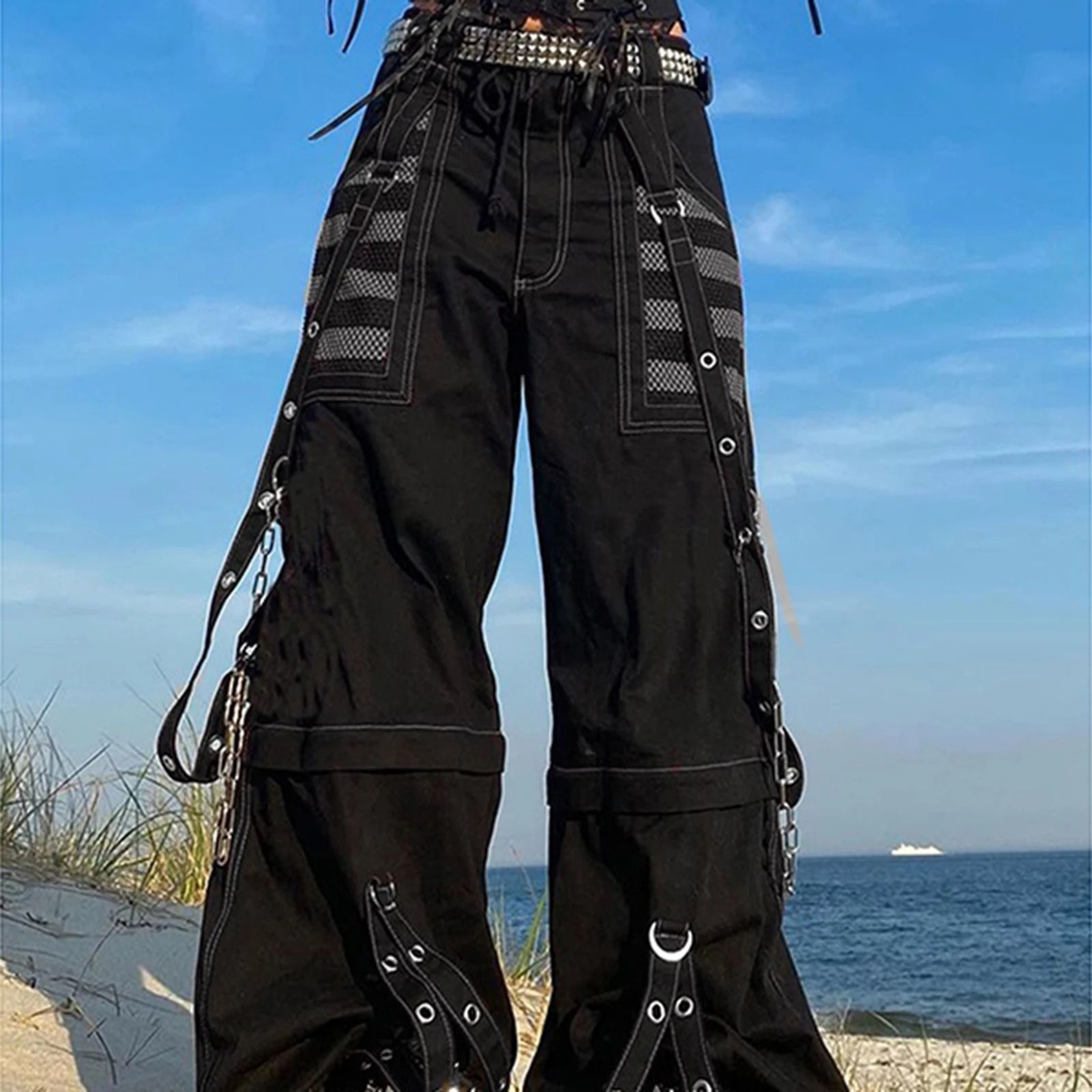 Womens Cargo Jeans Loose Fit Streetwear Denim Pants With Pockets 10
