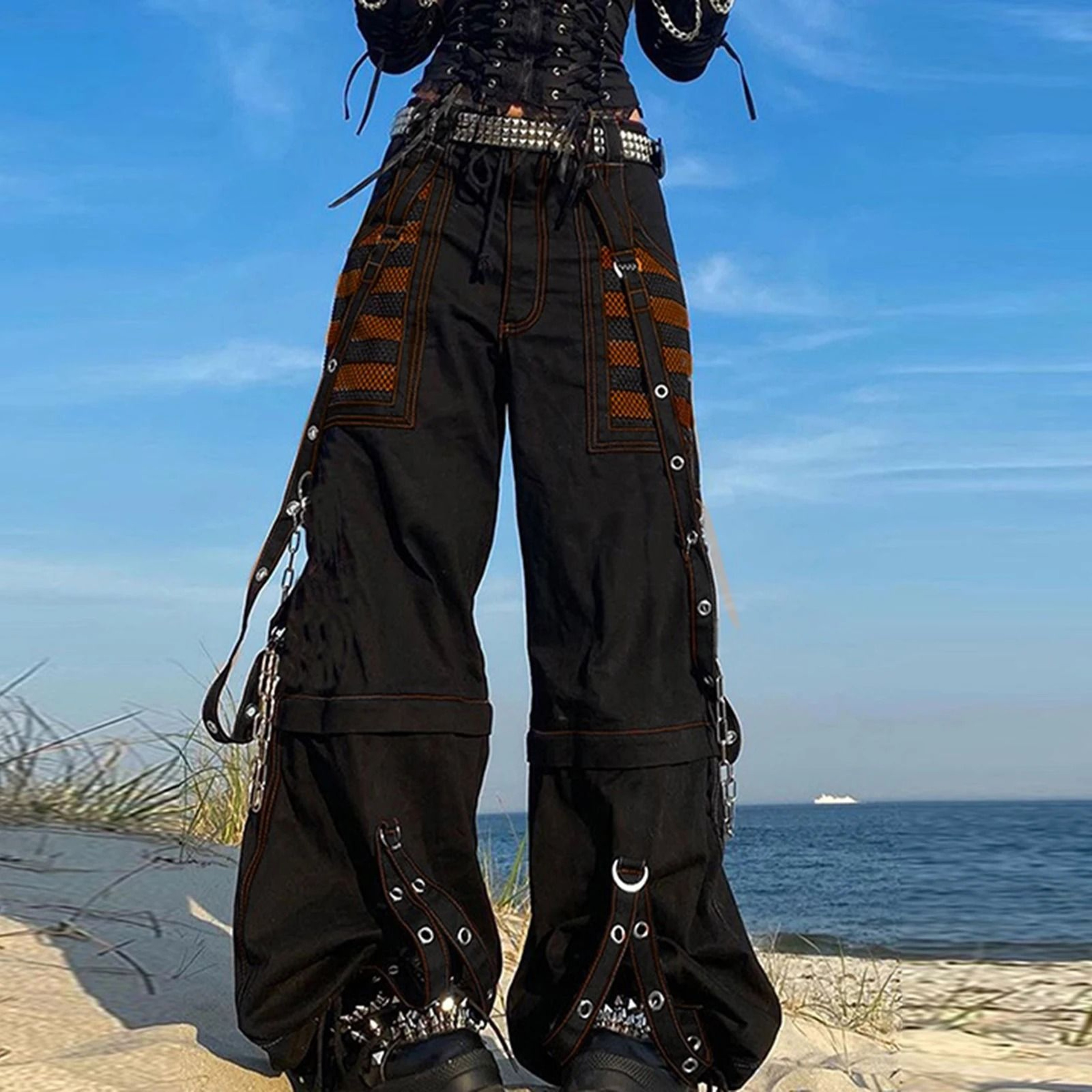 Womens Cargo Jeans Loose Fit Streetwear Denim Pants With Pockets 8