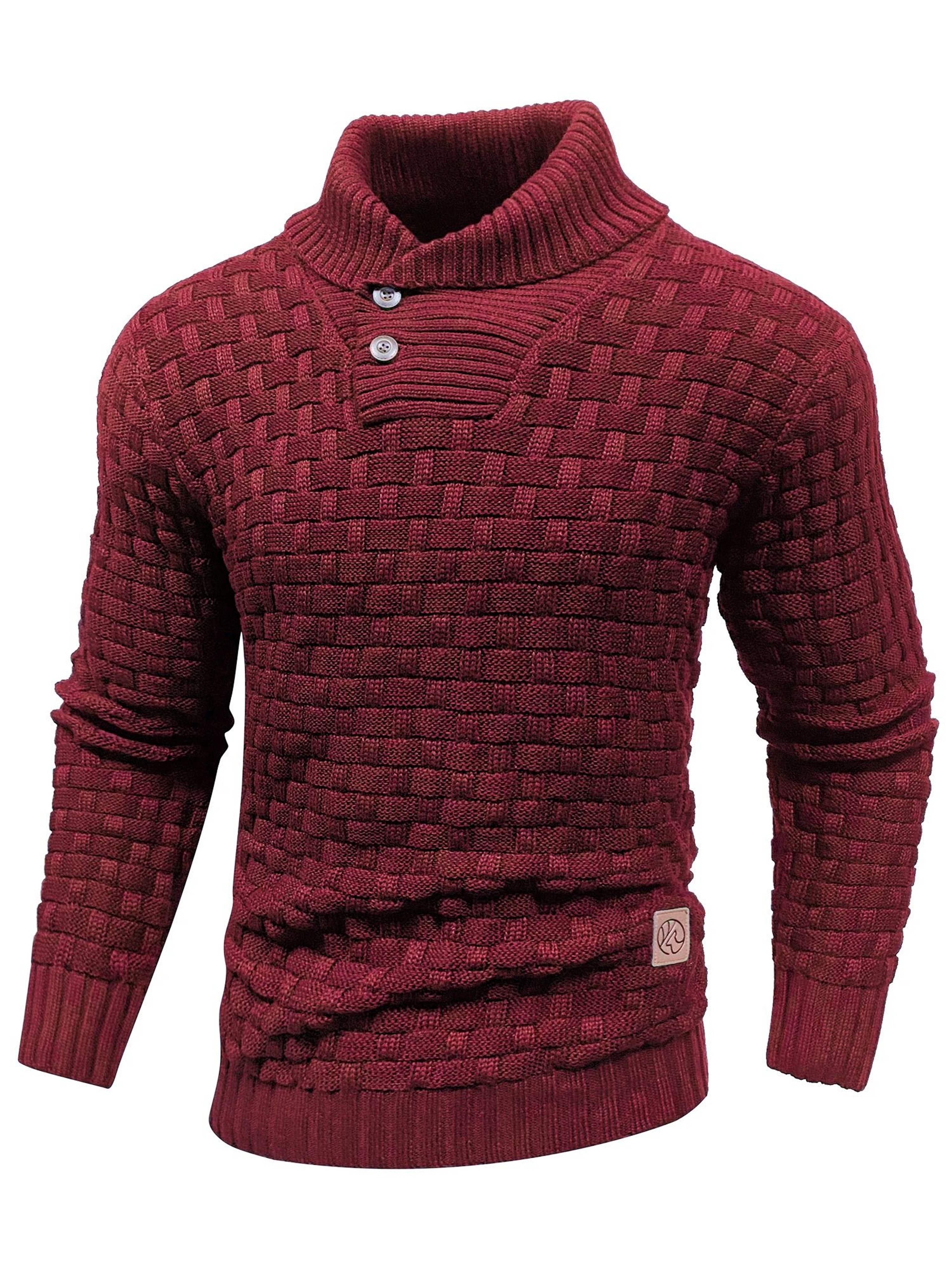Mens Casual Knit Sweater Crew Neck Warm Ribbed Pullover 6