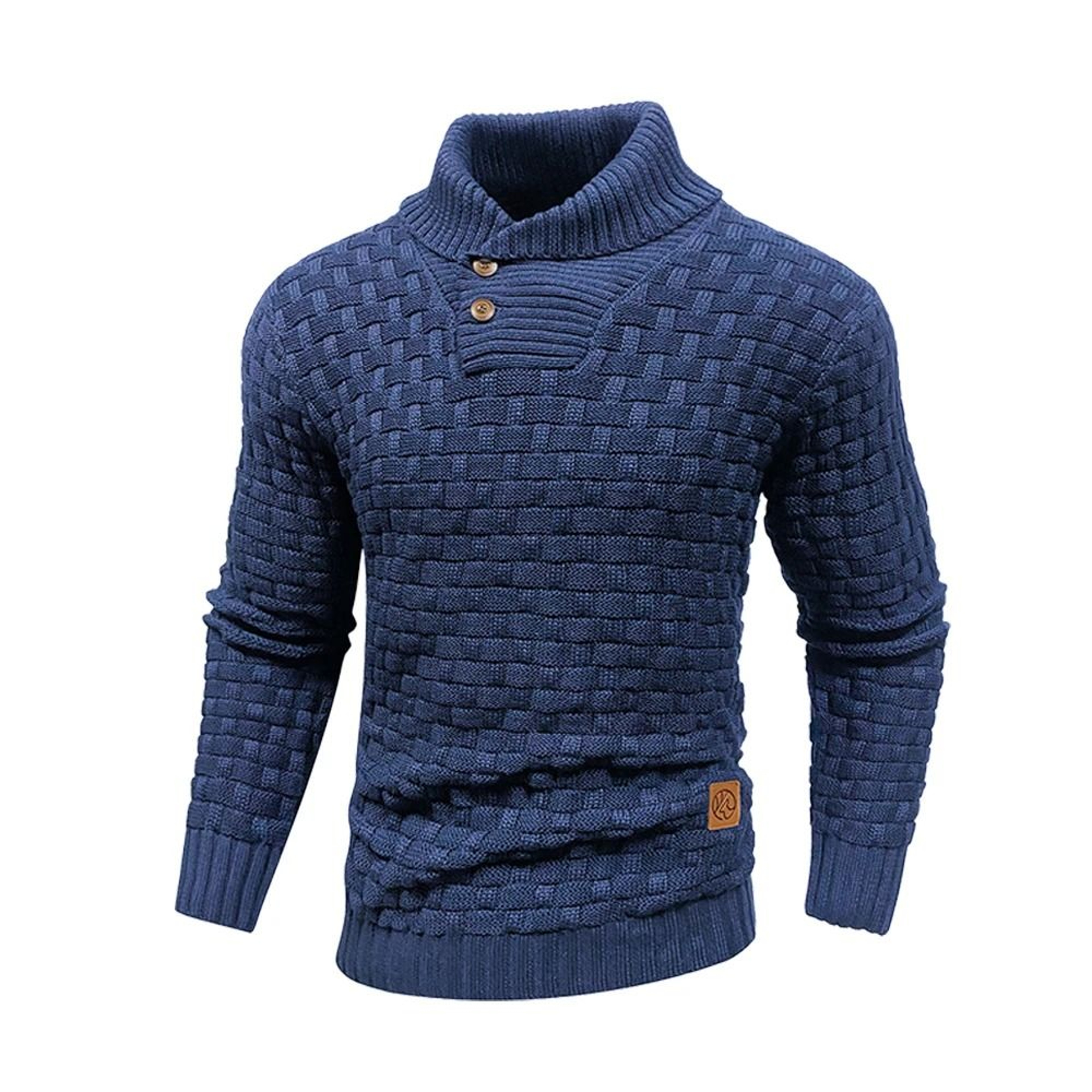 Mens Casual Knit Sweater Crew Neck Warm Ribbed Pullover 1