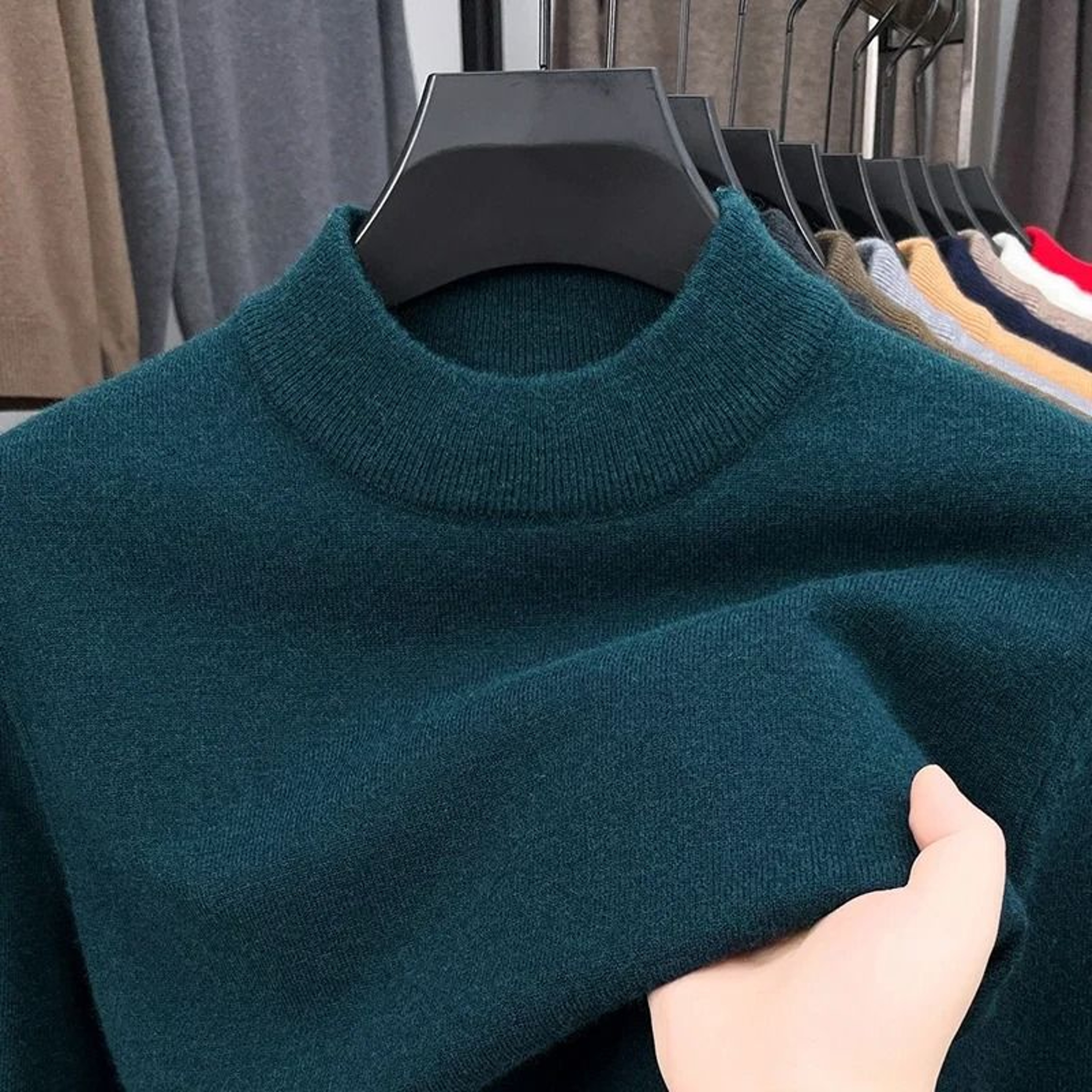 Mens Mock Neck Knit Sweater Casual Half Turtleneck Pullover 11