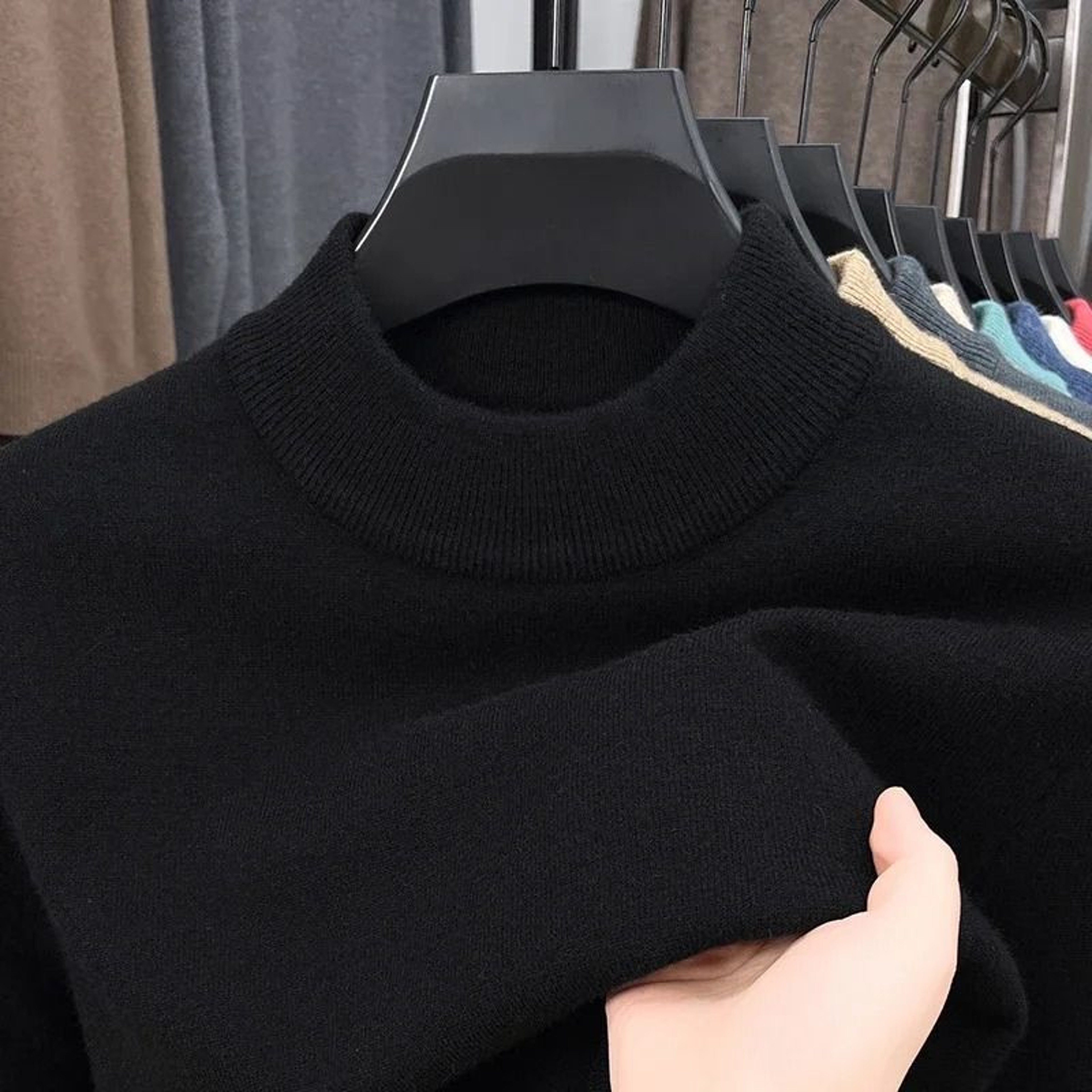 Mens Mock Neck Knit Sweater Casual Half Turtleneck Pullover 7