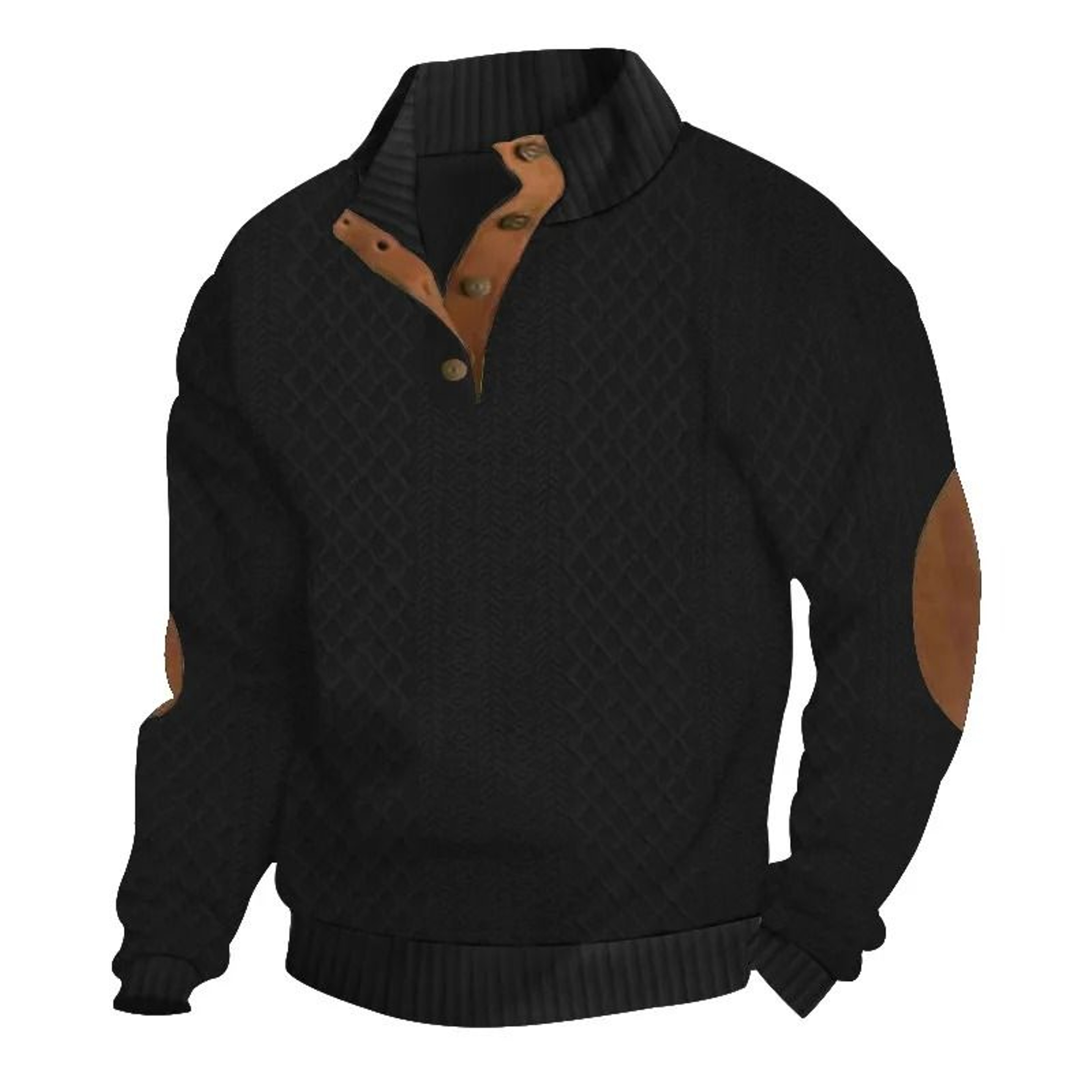 Mens Stand Collar Jacquard Knit Sweater Casual Long Sleeve Pullover 2