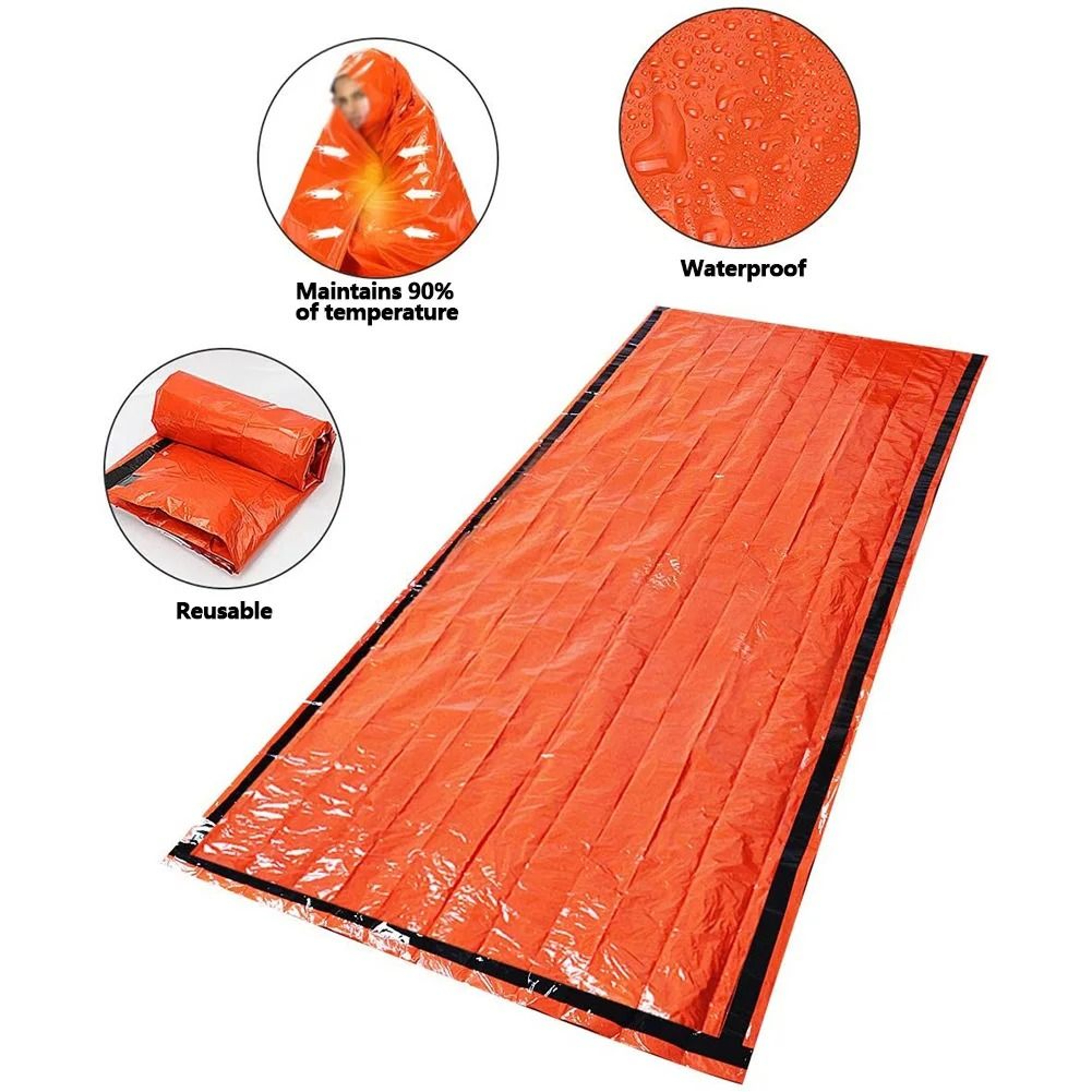 Portable Emergency Survival Sleeping Bag Waterproof Thermal Emergency Blanket Camping Safety Sleepi 2