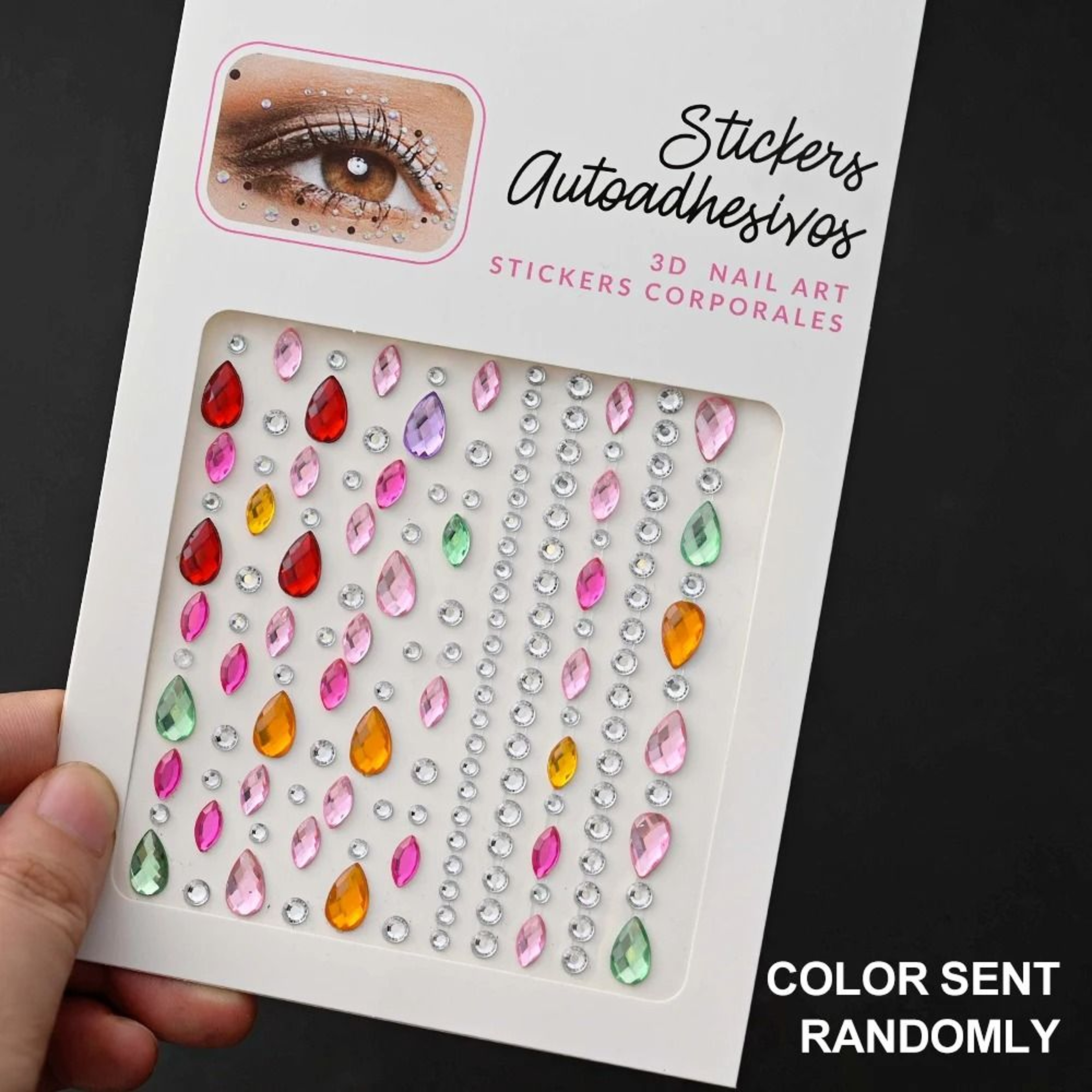 GlamShine Rhinestone Face Stickers Self Adhesive Face Gem Stickers Festival Makeup Jewels 14