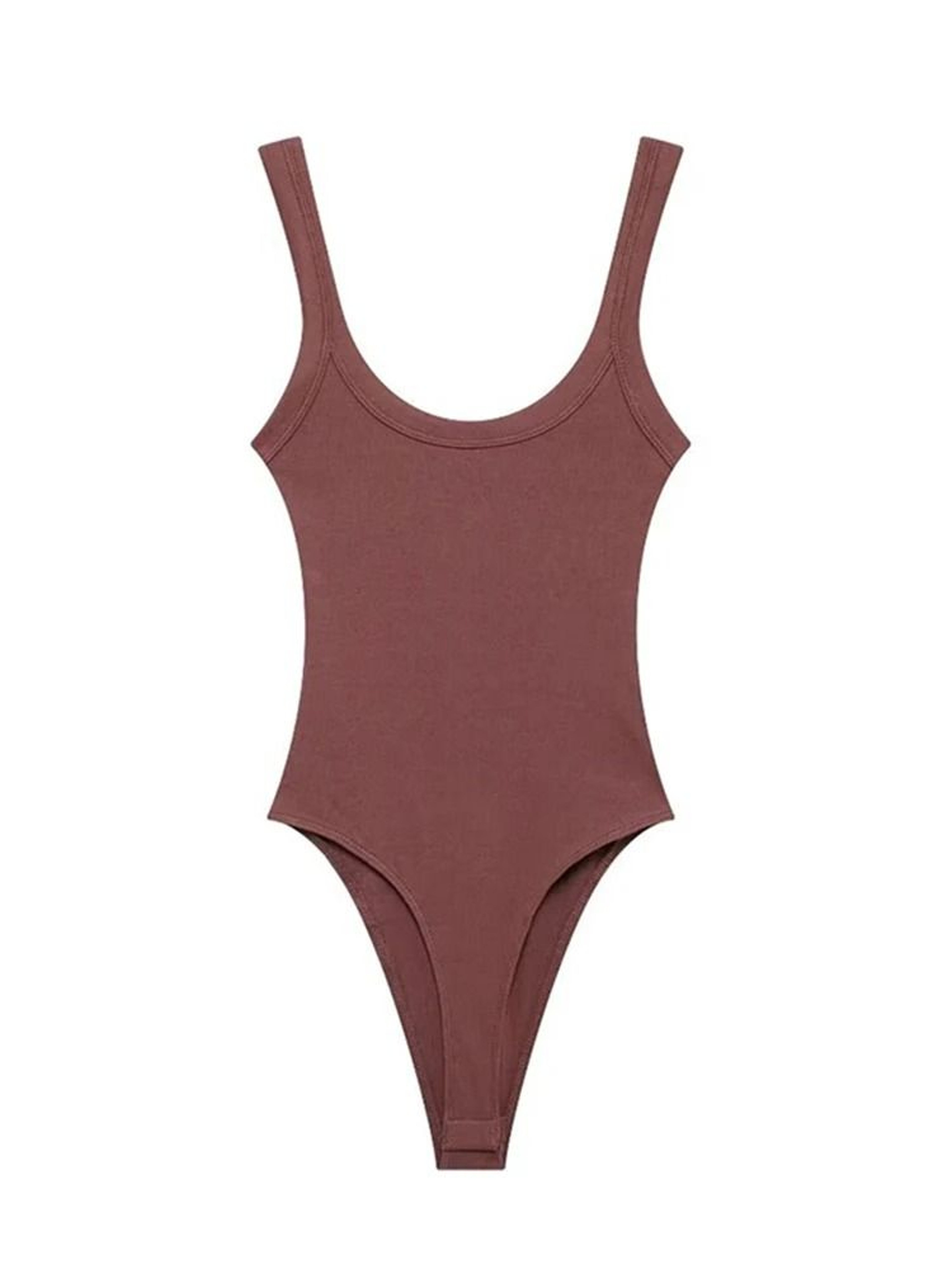 Womens Ribbed O Neck Bodysuit Stretch Snap Button Bodysuit Slim Fit Fashion Top 2