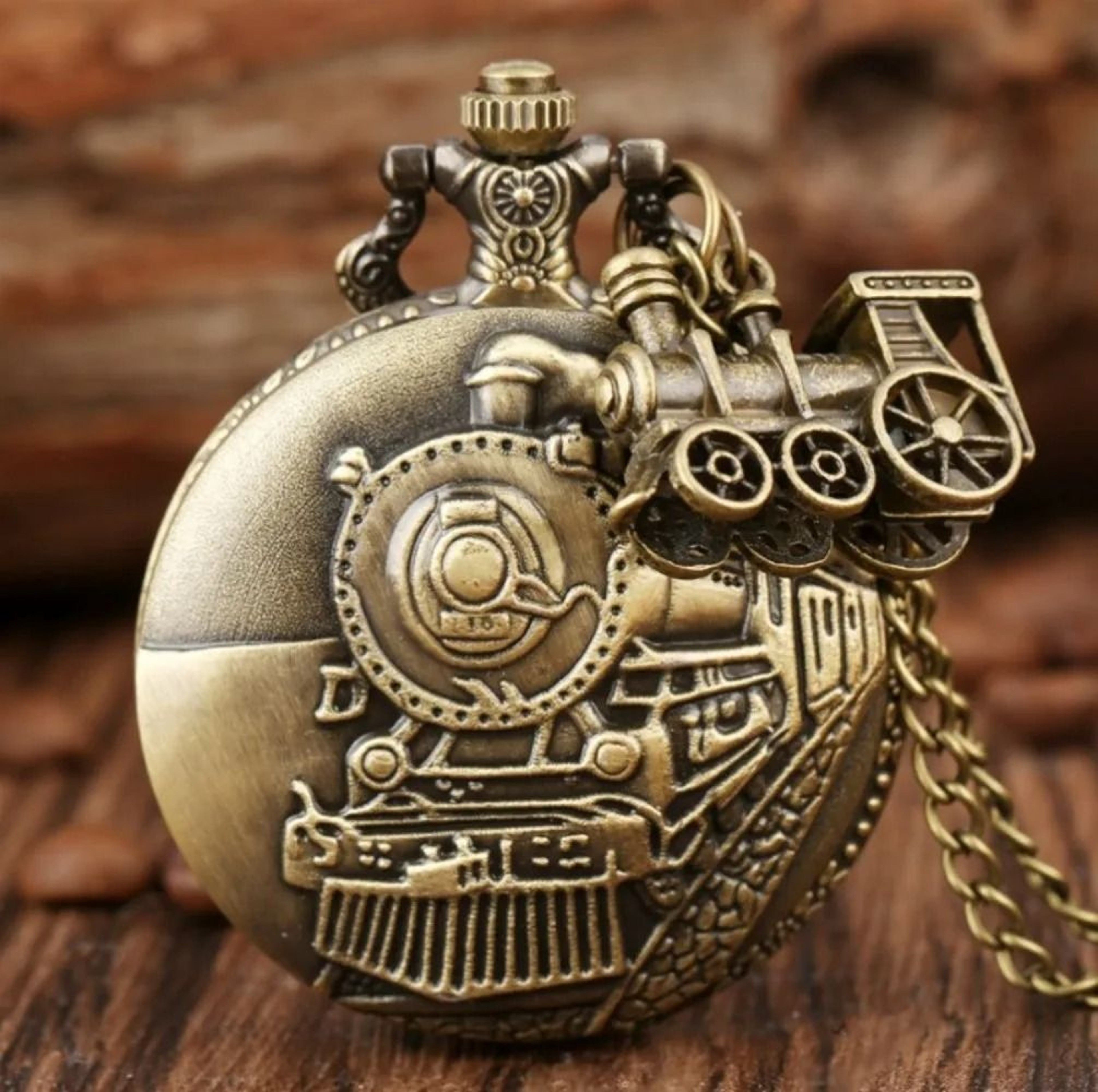 Steampunk Pocket Watch Vintage Train Quartz Pocket Watch Necklace Pendant 6