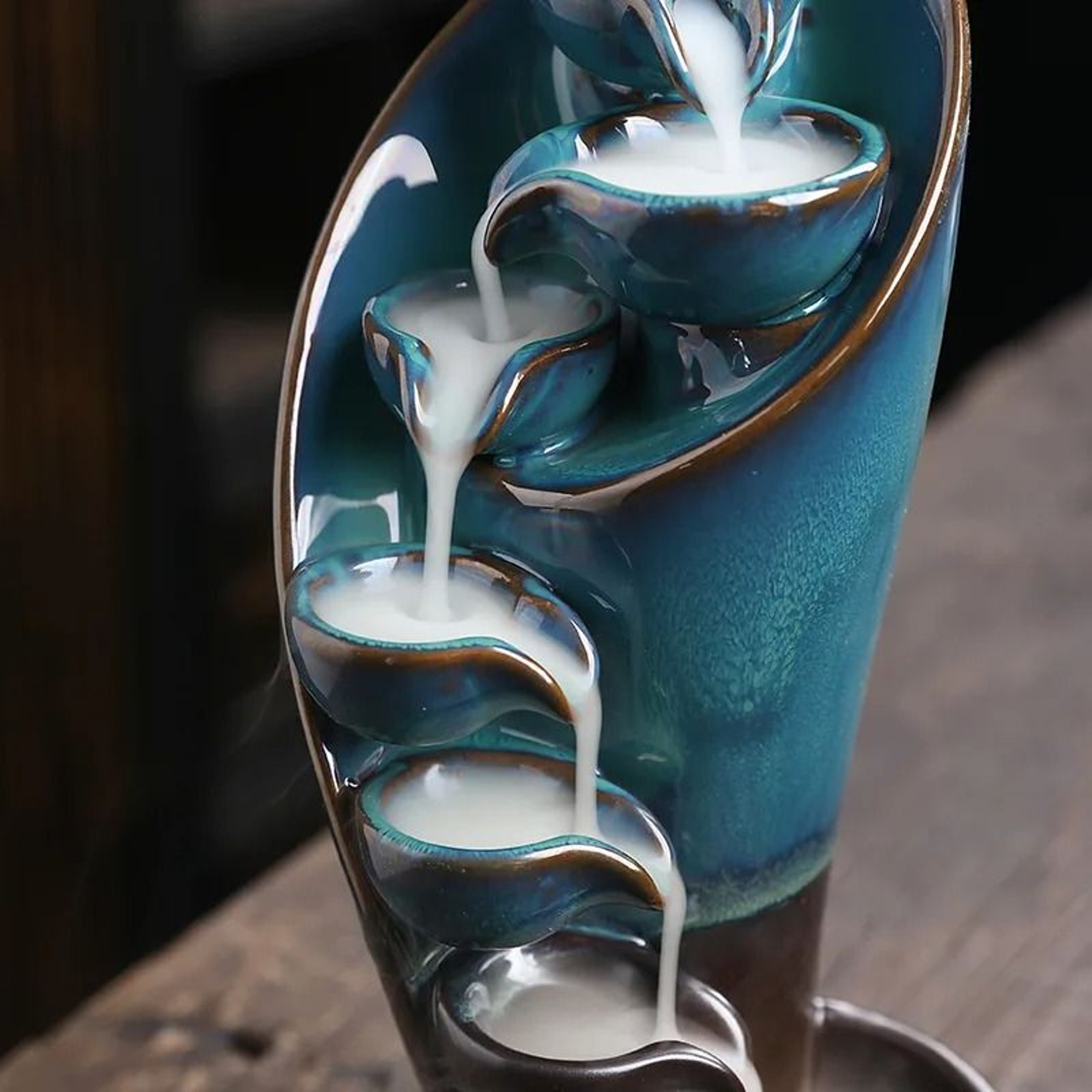 Ceramic Waterfall Backflow Incense Burner Zen Decorative Ornament 3