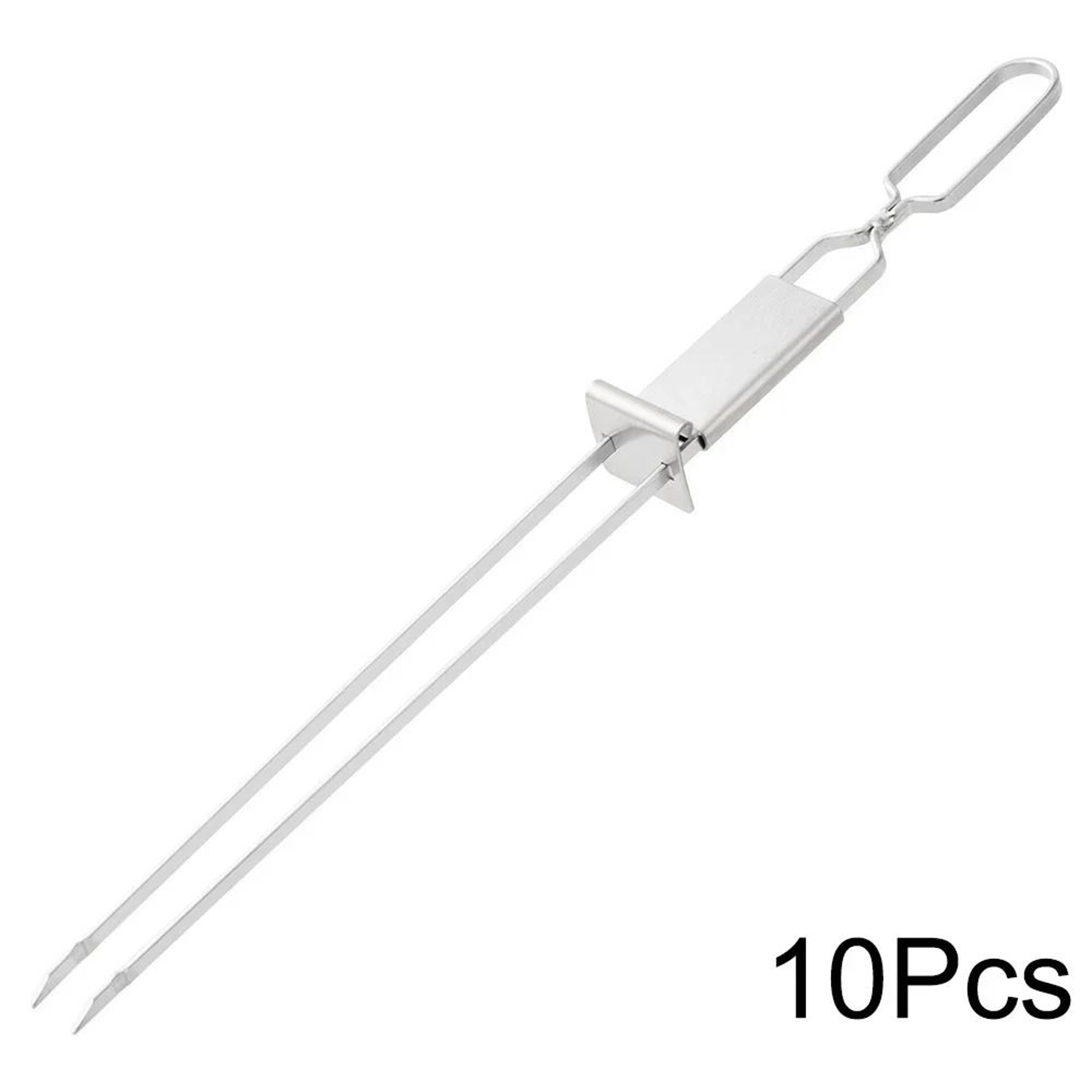 Stainless Steel Double Prong BBQ Skewers Reusable Barbecue Fork Skewers Set 3