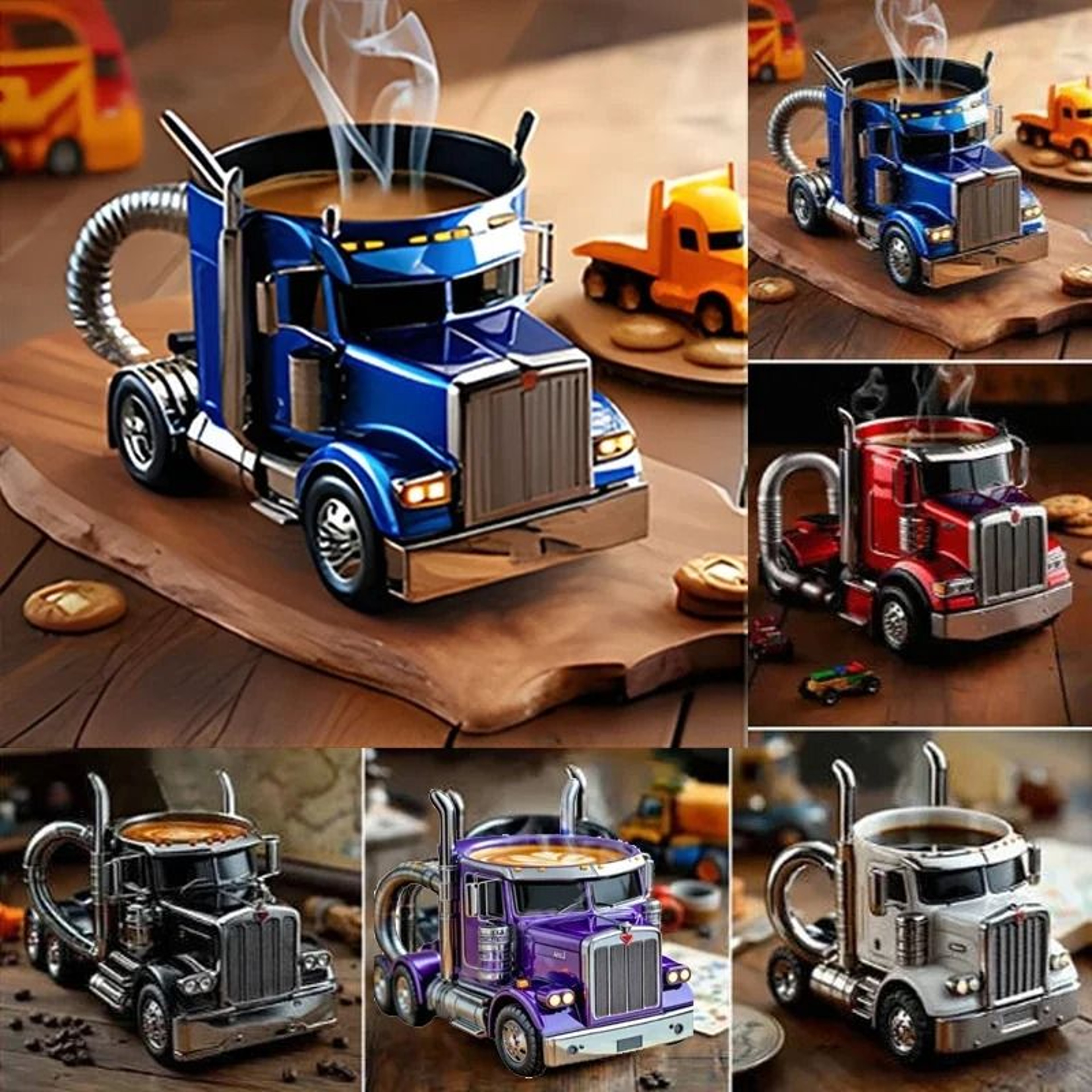 Semi Truck Coffee Mug Handcrafted Novelty Truck Coffee Cup Unique Vehicle Shaped Mug 8