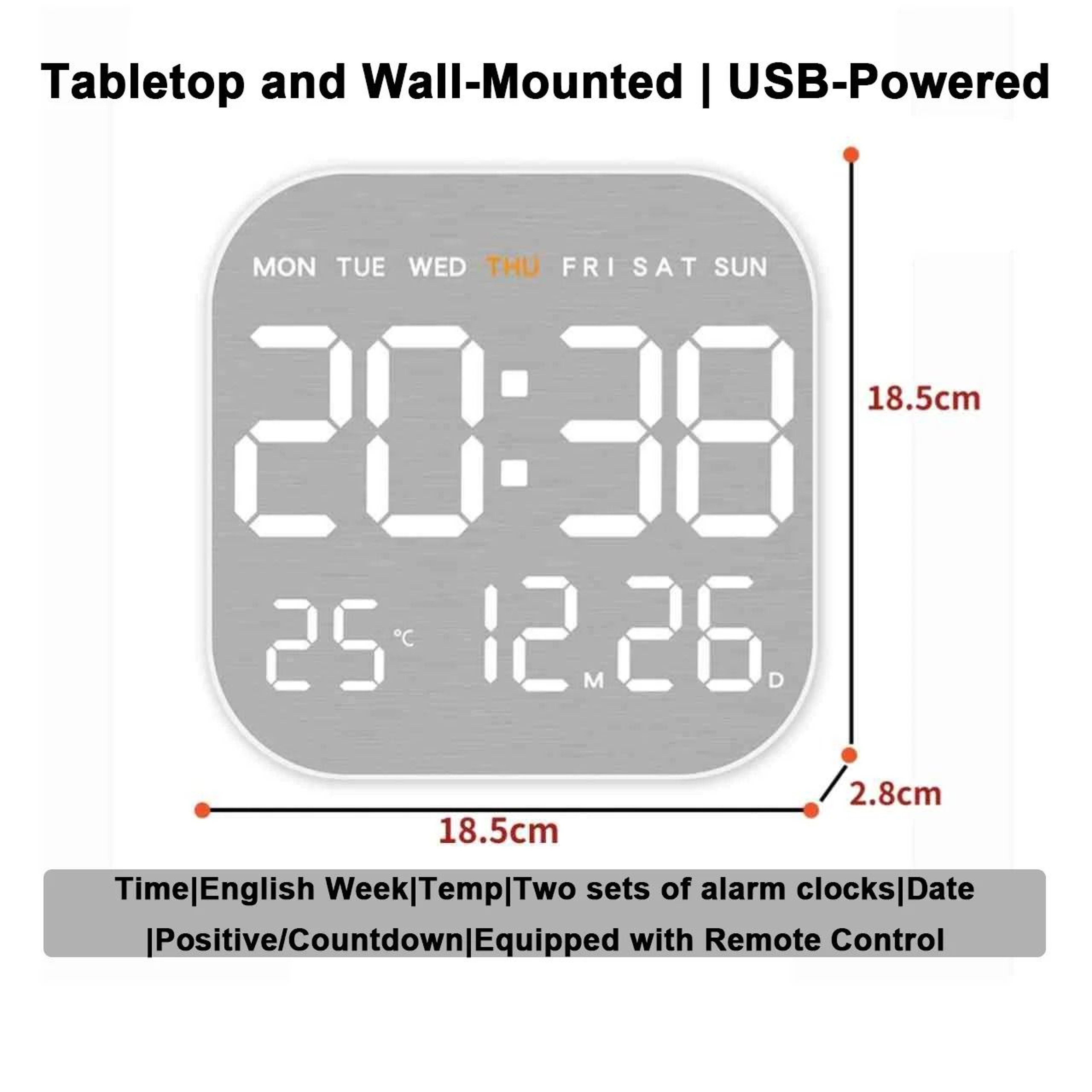 Mirror Wall Clock Silent Modern Design With Temperature Display 6