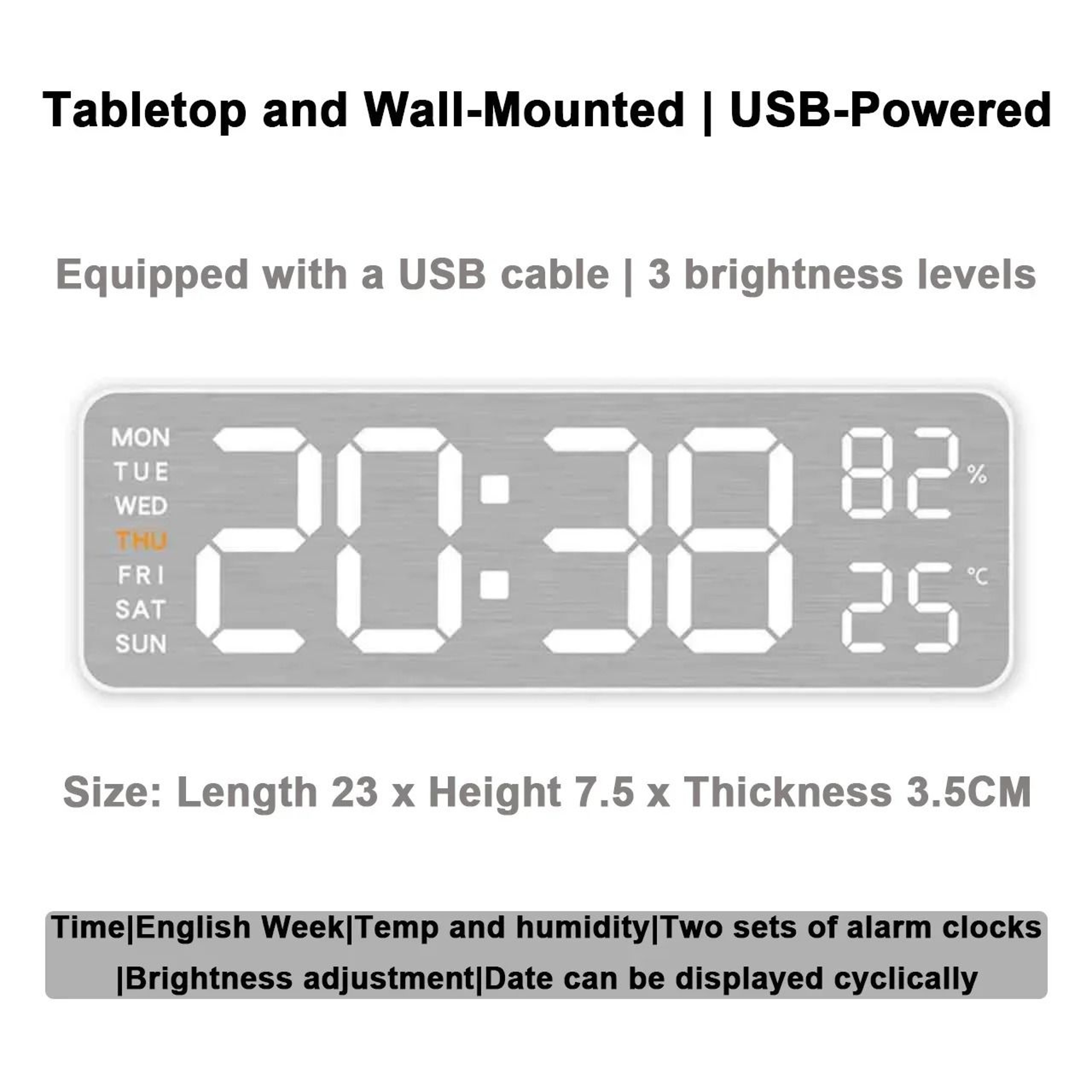 Mirror Wall Clock Silent Modern Design With Temperature Display 3