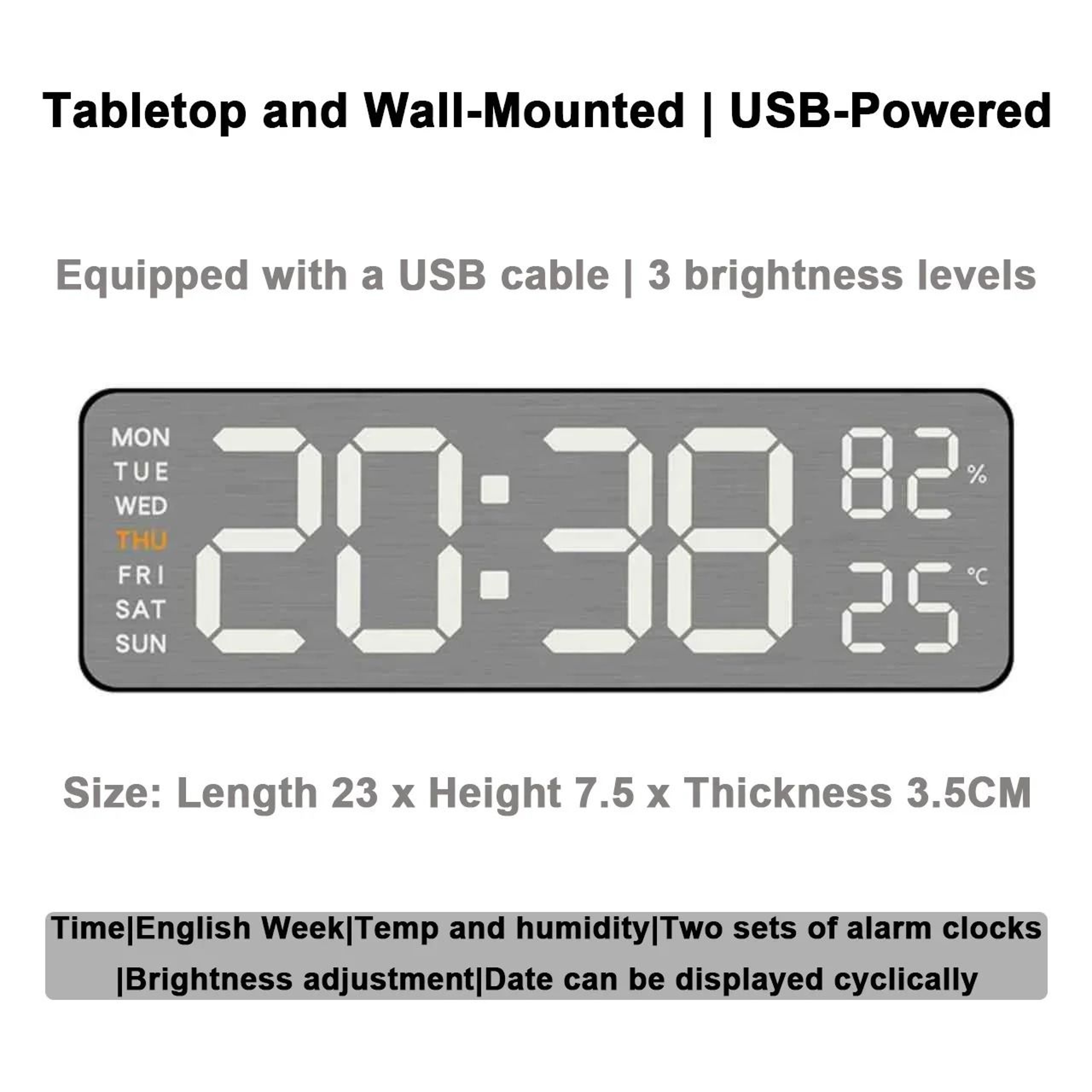 Mirror Wall Clock Silent Modern Design With Temperature Display 1