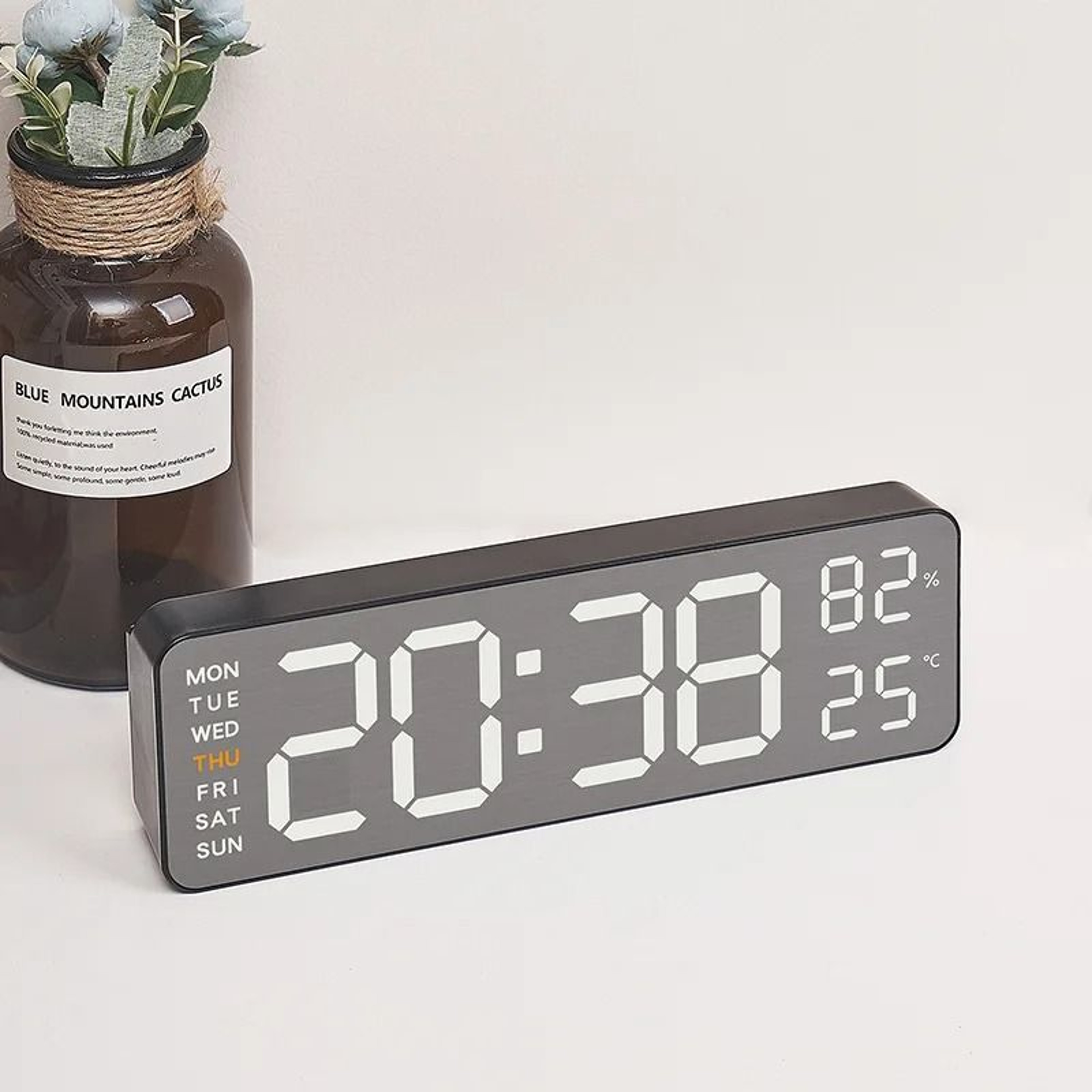 Mirror Wall Clock Silent Modern Design With Temperature Display 0