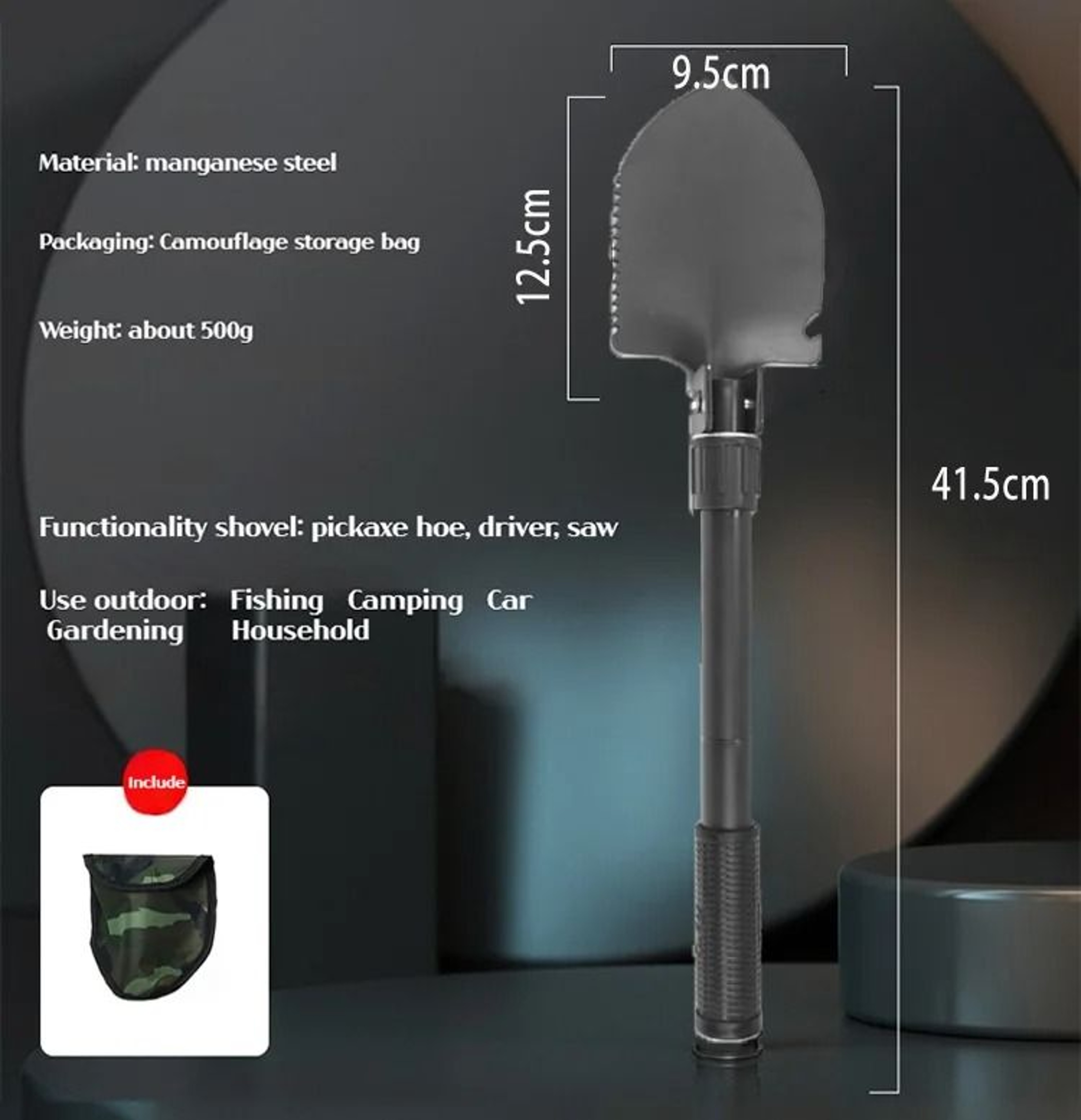 Camping Shovel Multi Tool Folding Survival Entrenching Tool With Pickaxe And Hoe 0