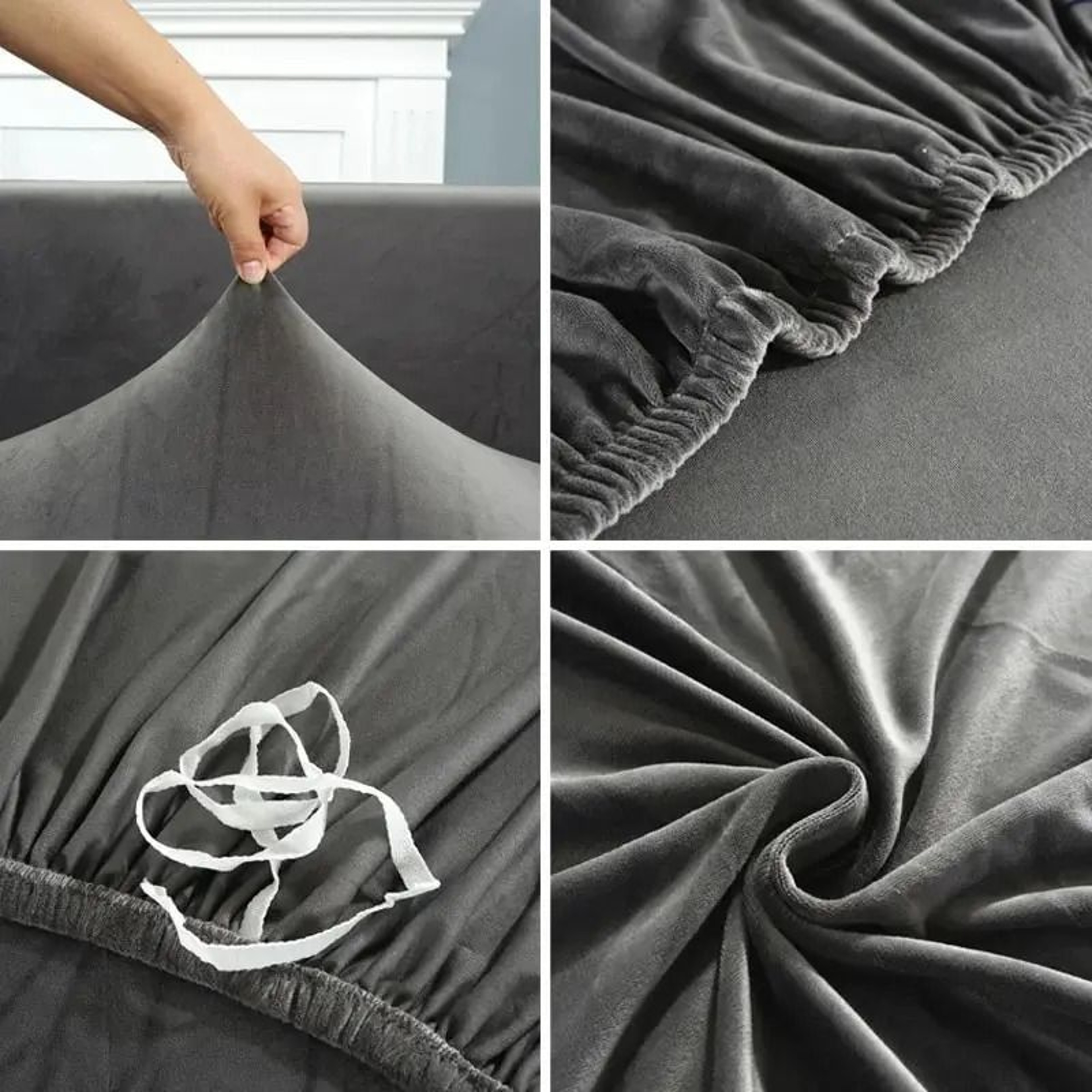Velvet Chair Cover Stretch Dining Chair Cover Elastic Armless Seat Cover 5