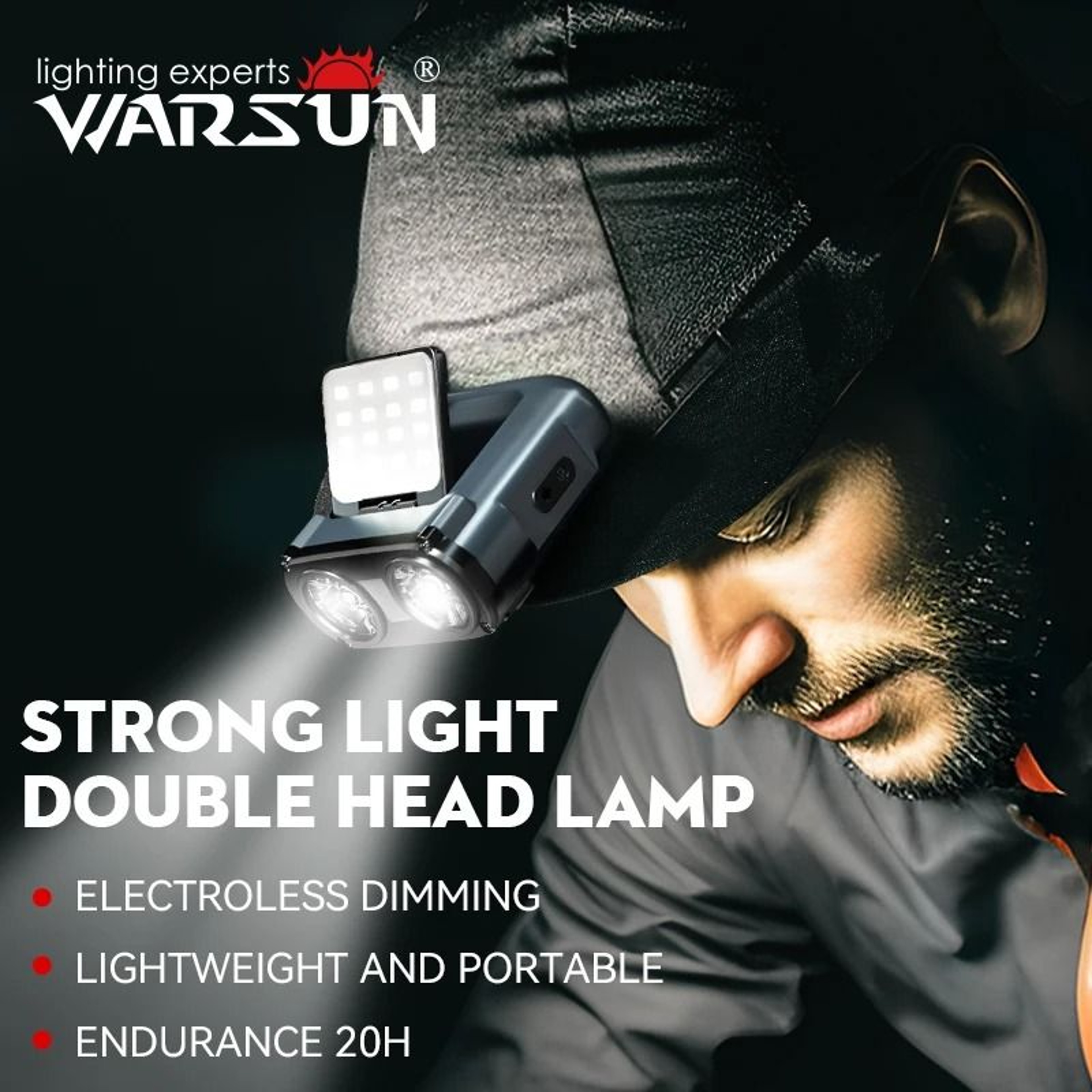 Warsun Rechargeable LED Headlamp With Rotating Beam And Type C Charging 8