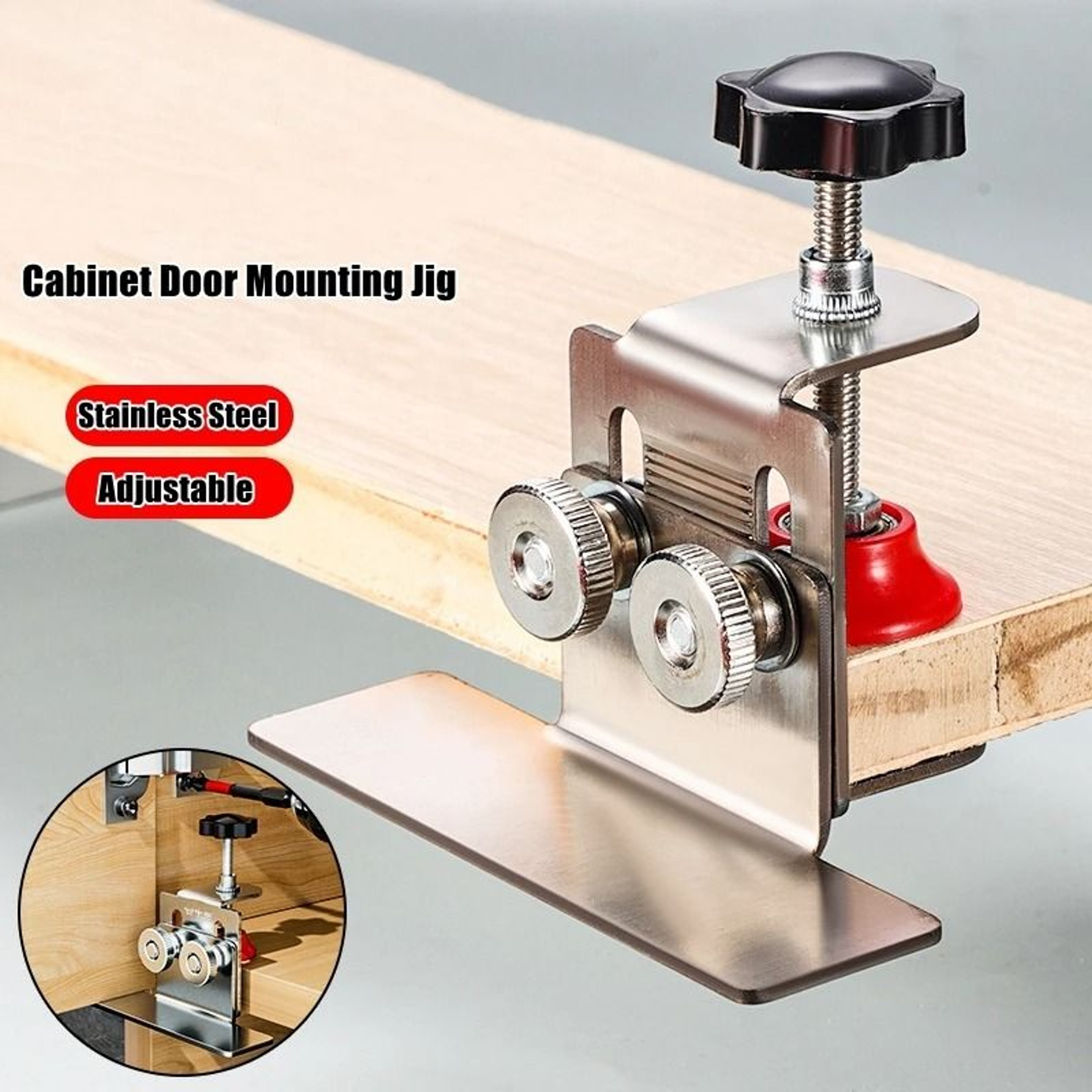 Stainless Steel Cabinet Door Installation Tool Adjustable Cabinet Mounting Jig Bracket 9