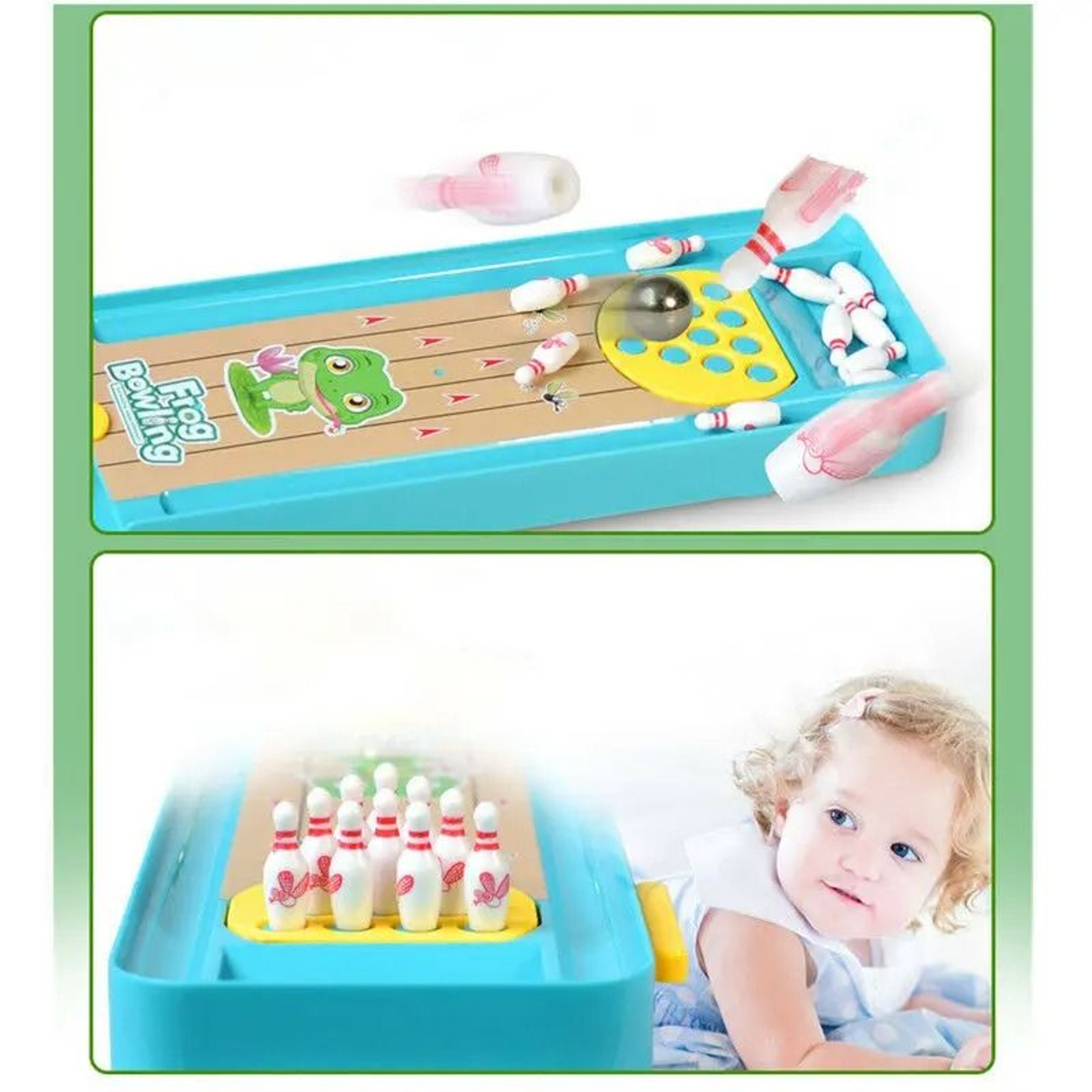 Mini Frog Bowling Game Interactive Desktop Toy For Kids And Family Play 1