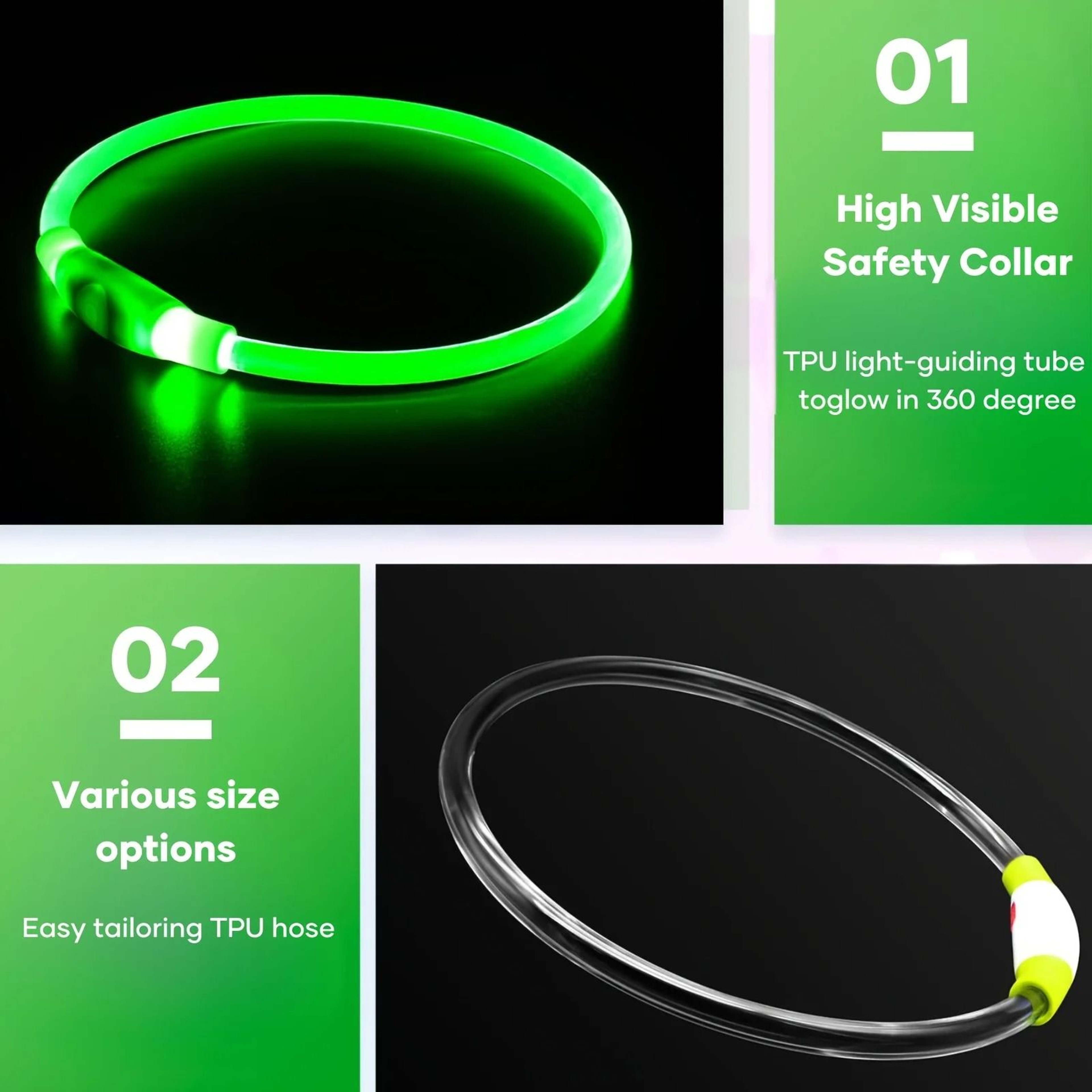 LED Dog Collar Rechargeable Glow Night Safety Luminous Pet Collar For Dogs 5