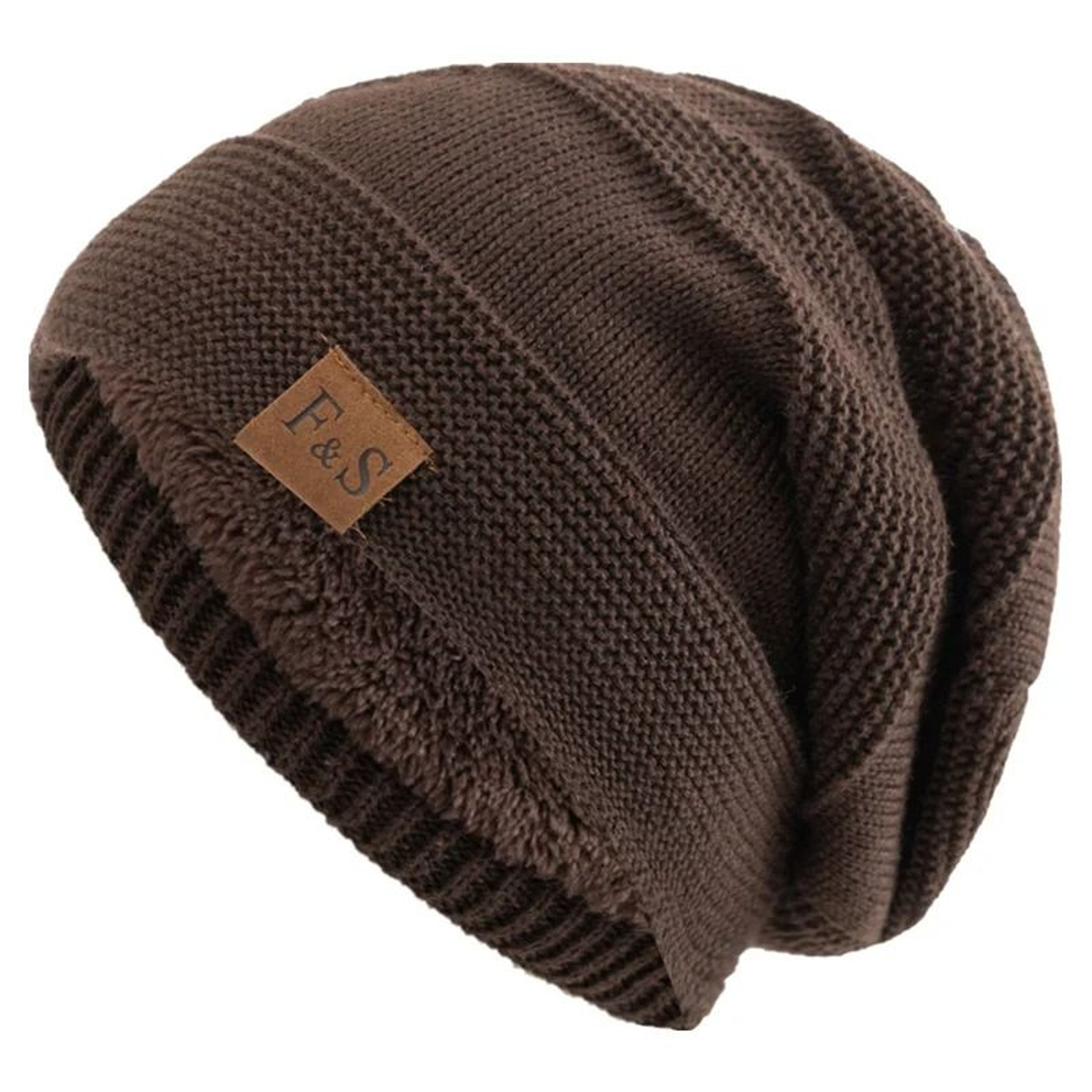 Unisex Slouchy Knit Winter Beanie Hat With Fur Lined Warm Interior 8