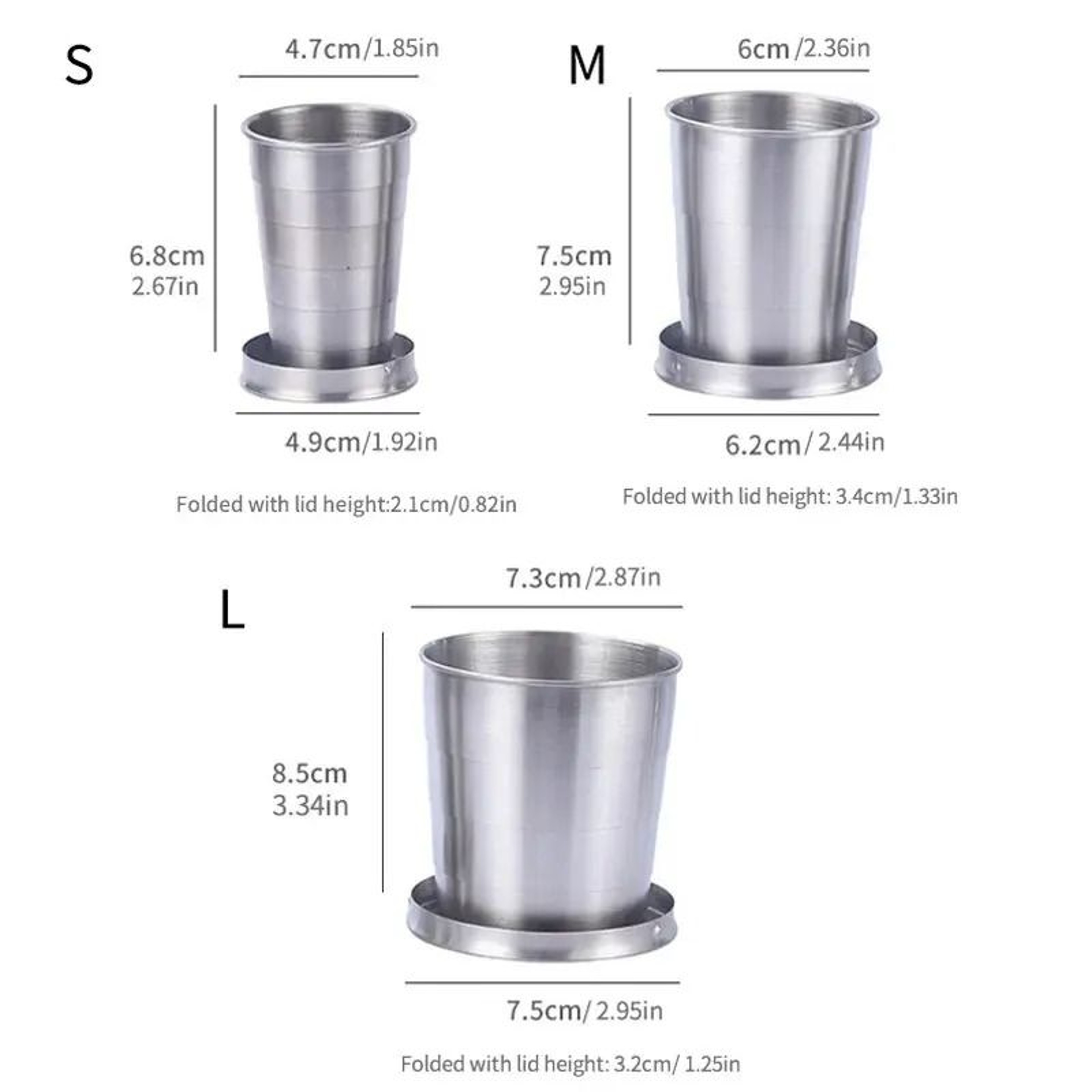 Portable Stainless Steel Folding Cup Telescopic Camping Travel Mug 3