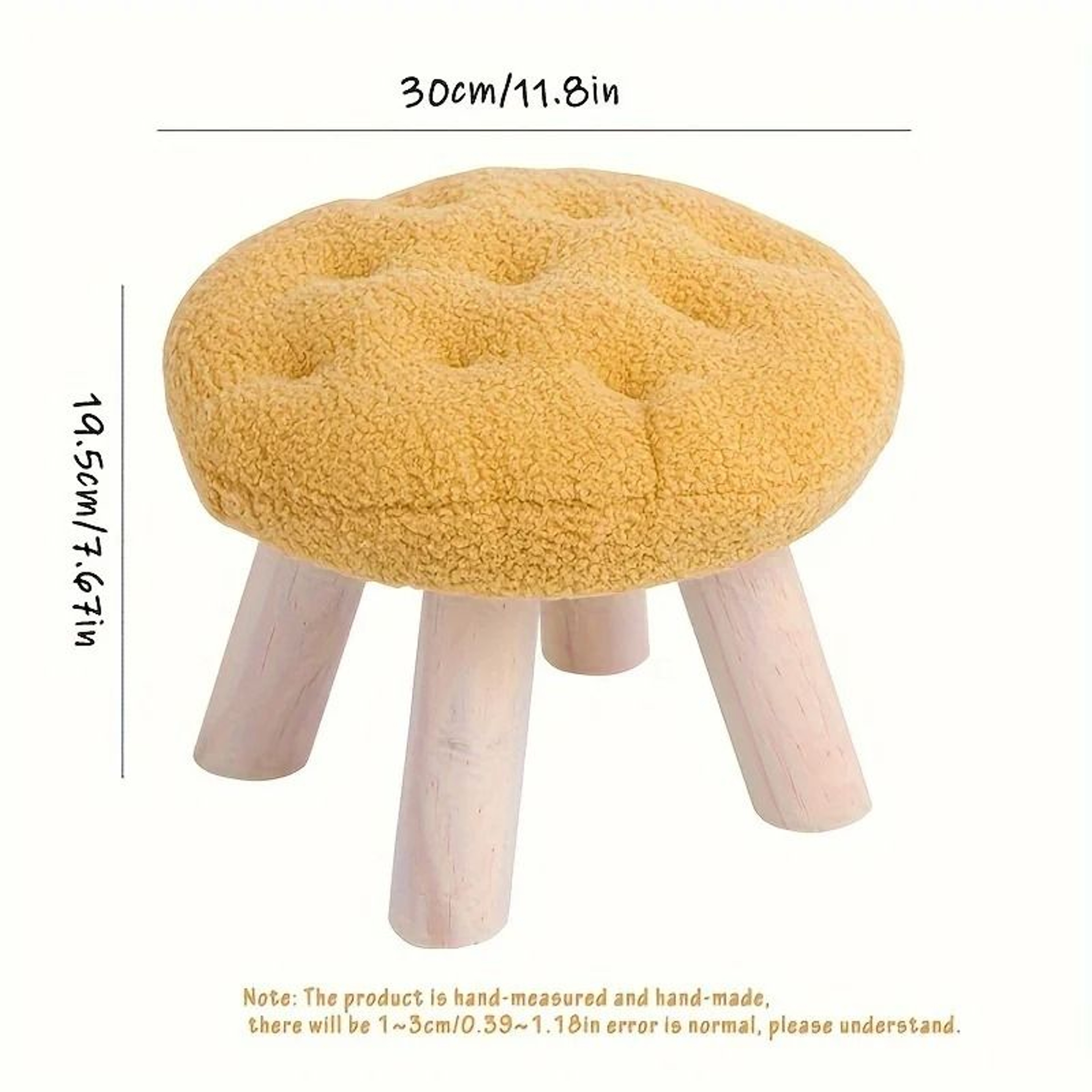 Round Upholstered Footstool Small Decorative Ottoman Shoe Changing Stool For Living Room 10