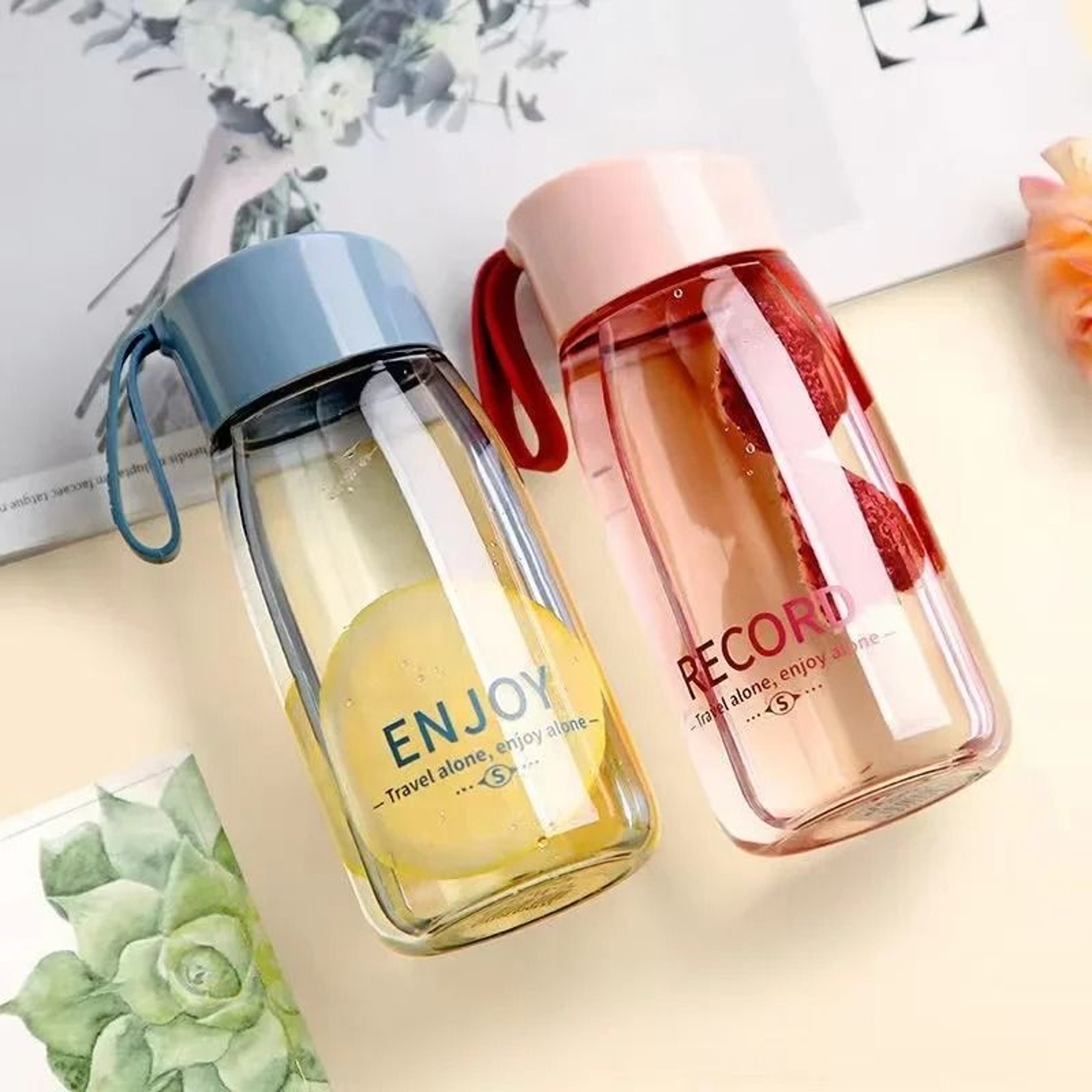 380ml Portable Transparent Water Bottle Lightweight Sports Student Cup 0