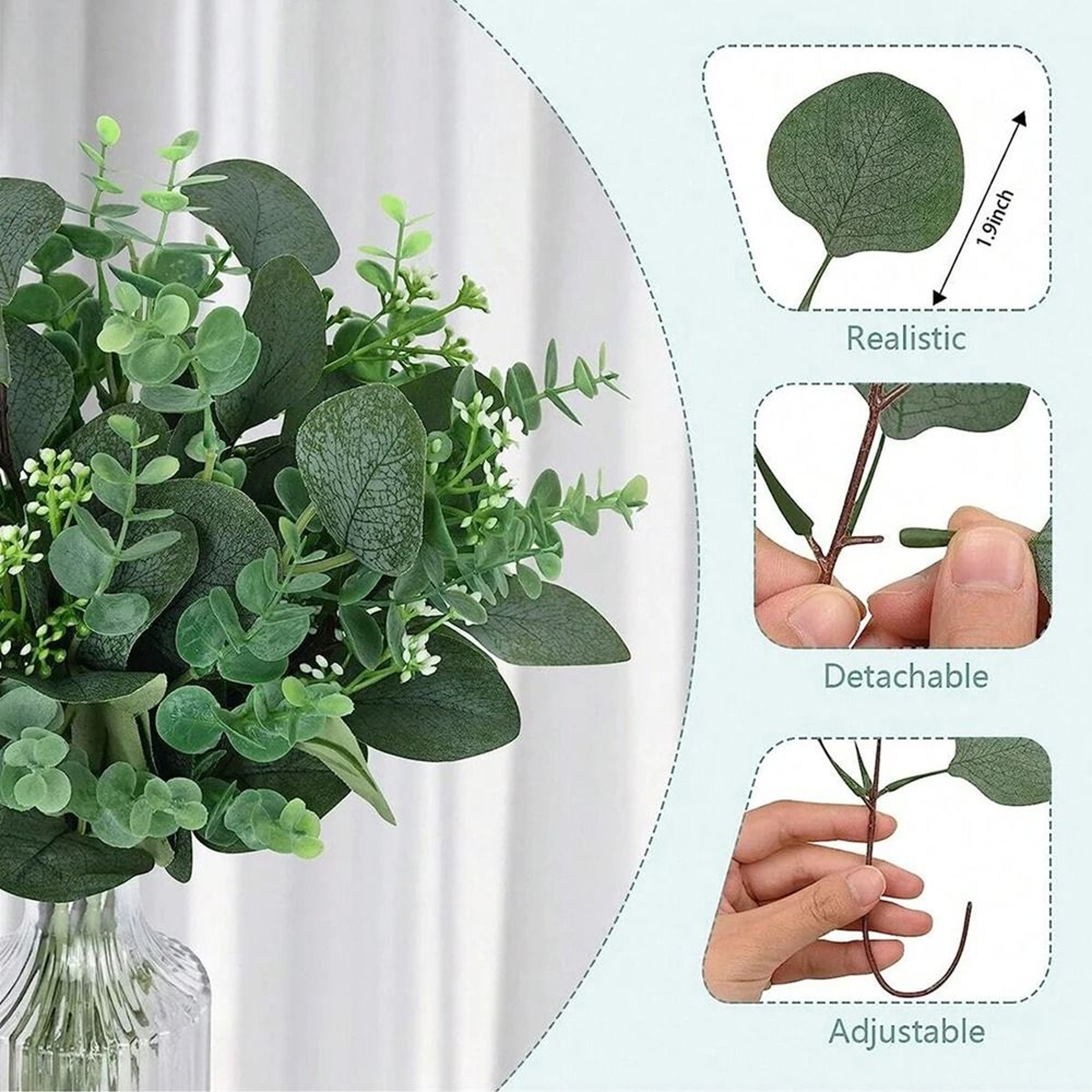 Artificial Eucalyptus Stems Bulk Set For Wedding And Home Greenery Decor 8