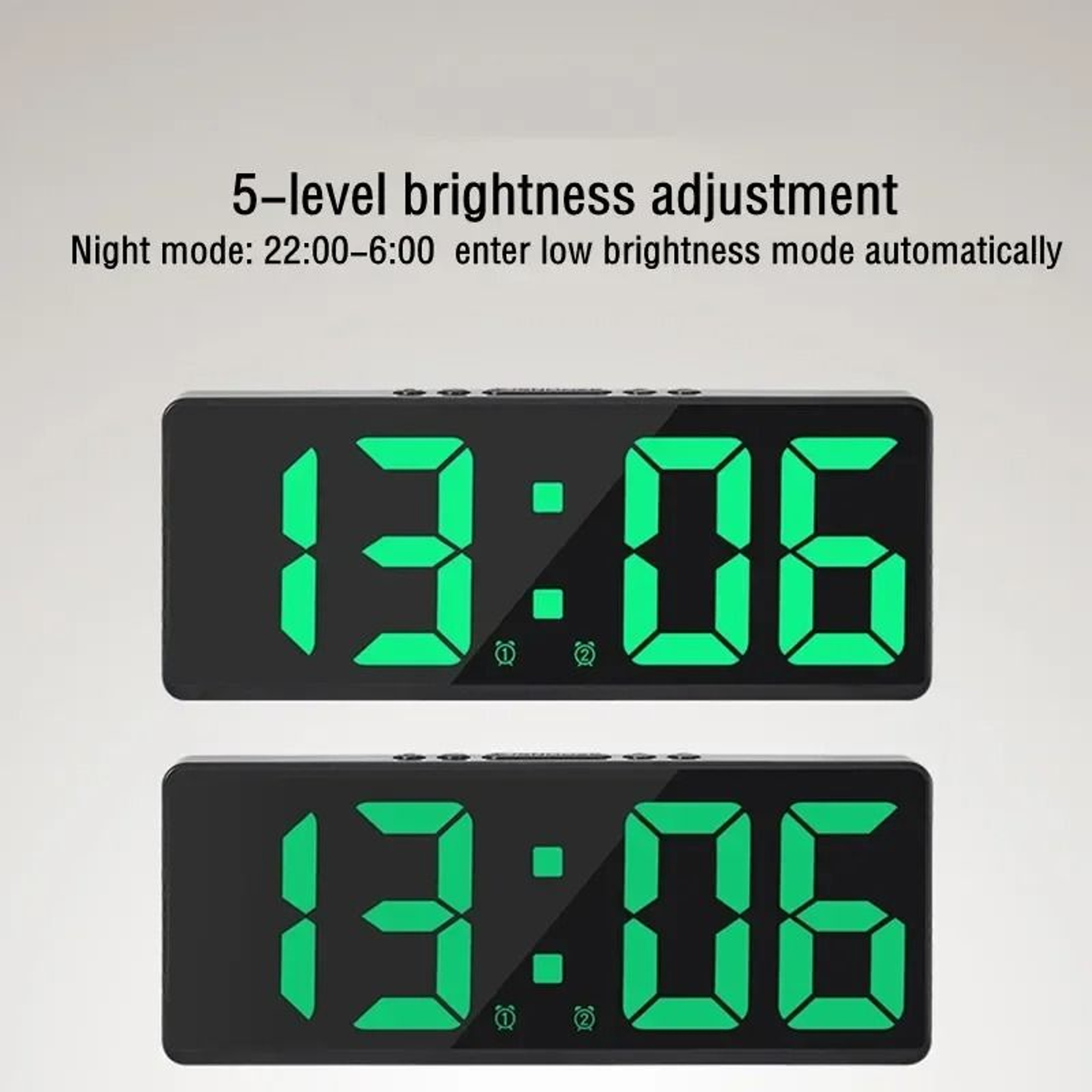 Voice Control LED Digital Alarm Clock With Temperature Display Snooze Mode 10