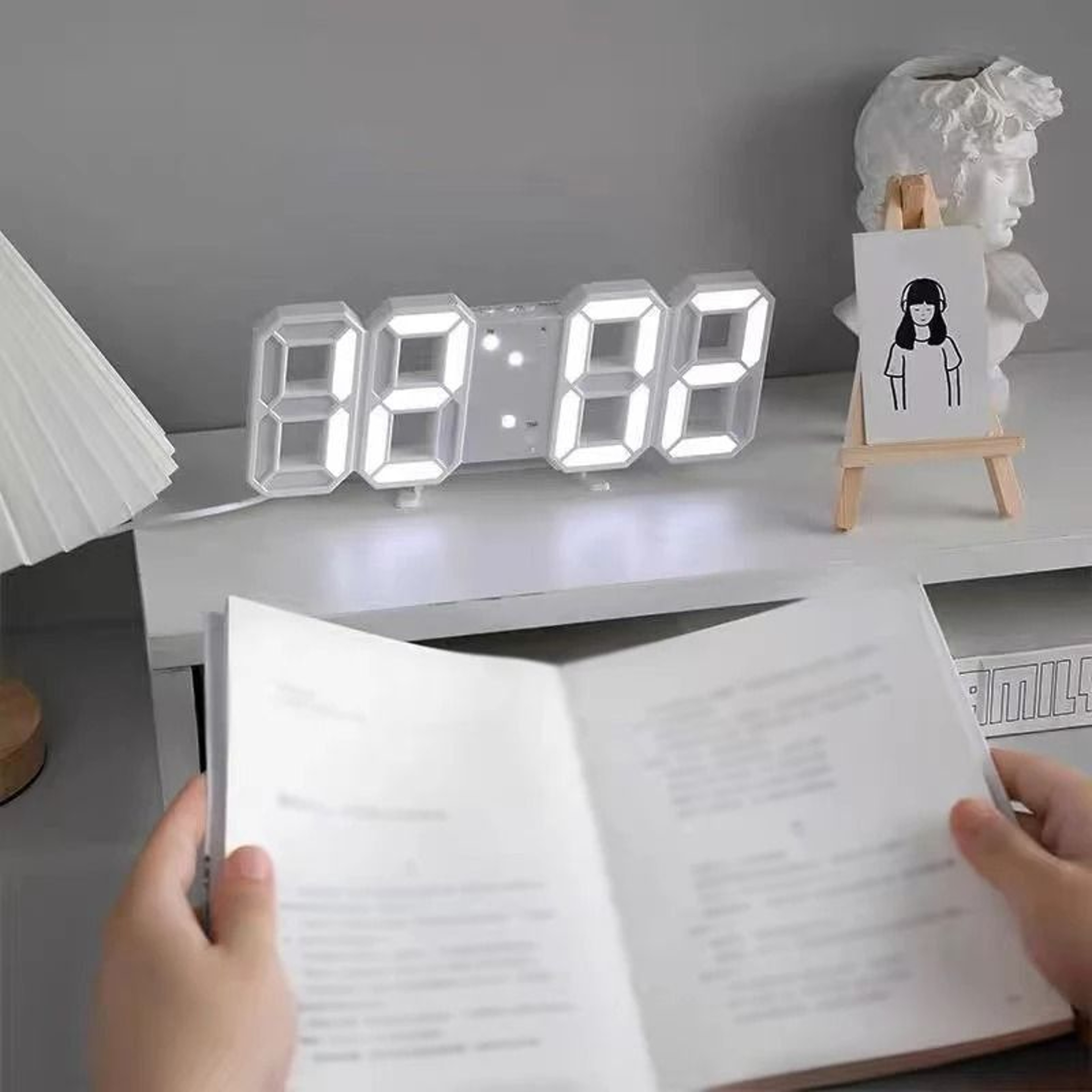 3D LED Digital Alarm Clock Voice Activated Luminous Desk Clock Silent Modern Display 6