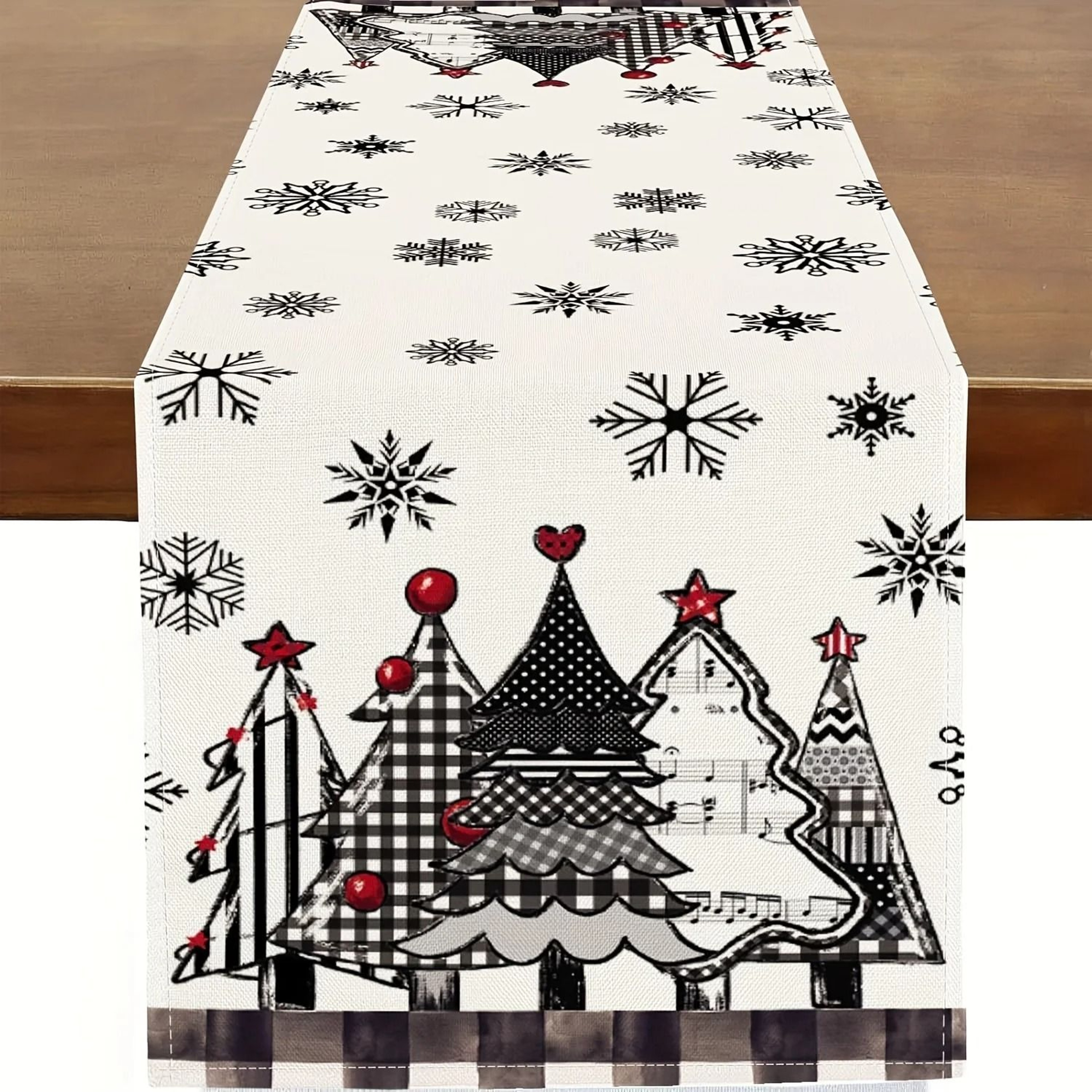 Retro Plaid Christmas Table Runner Festive Holiday Dining Decor 0