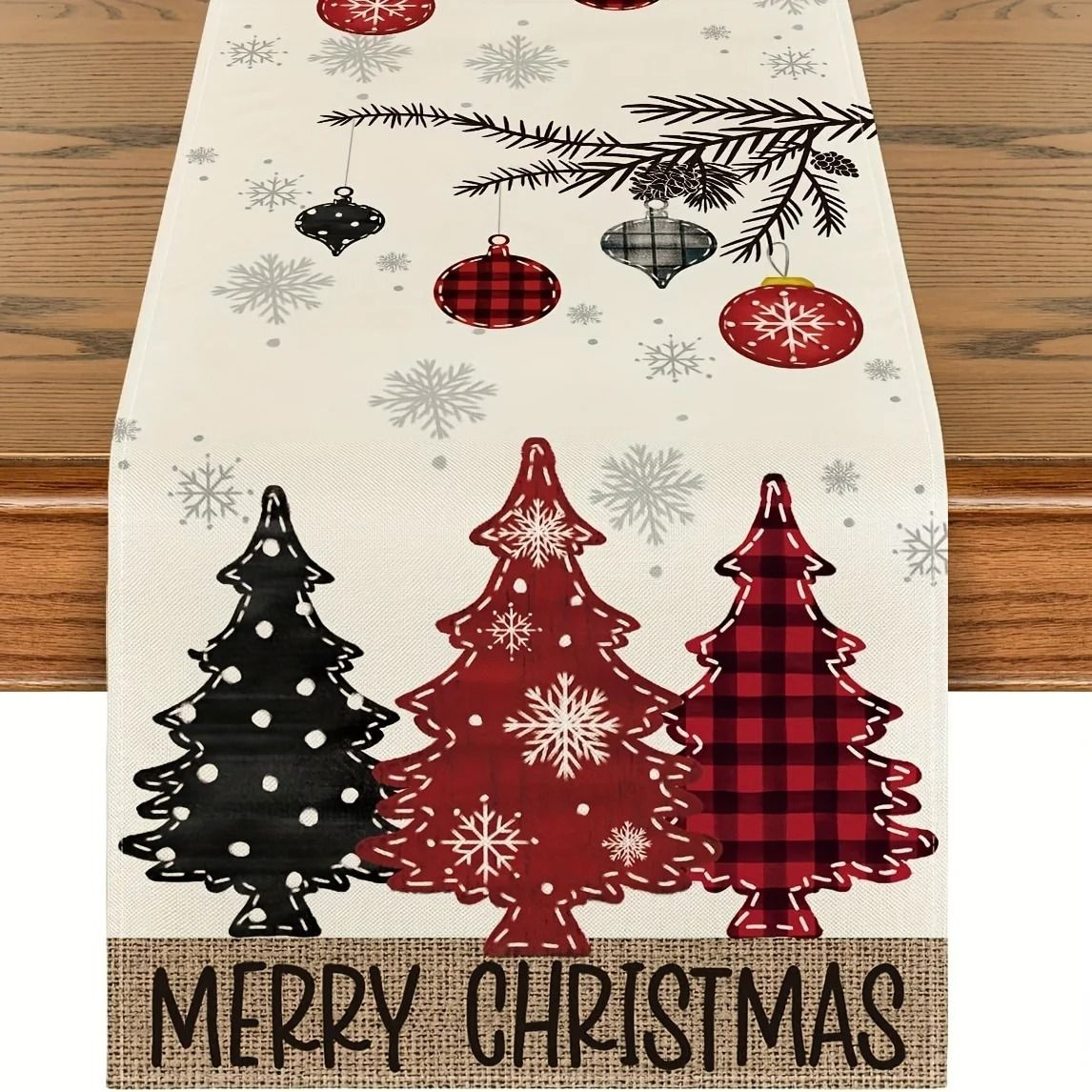 Retro Plaid Christmas Table Runner Festive Holiday Dining Decor 3