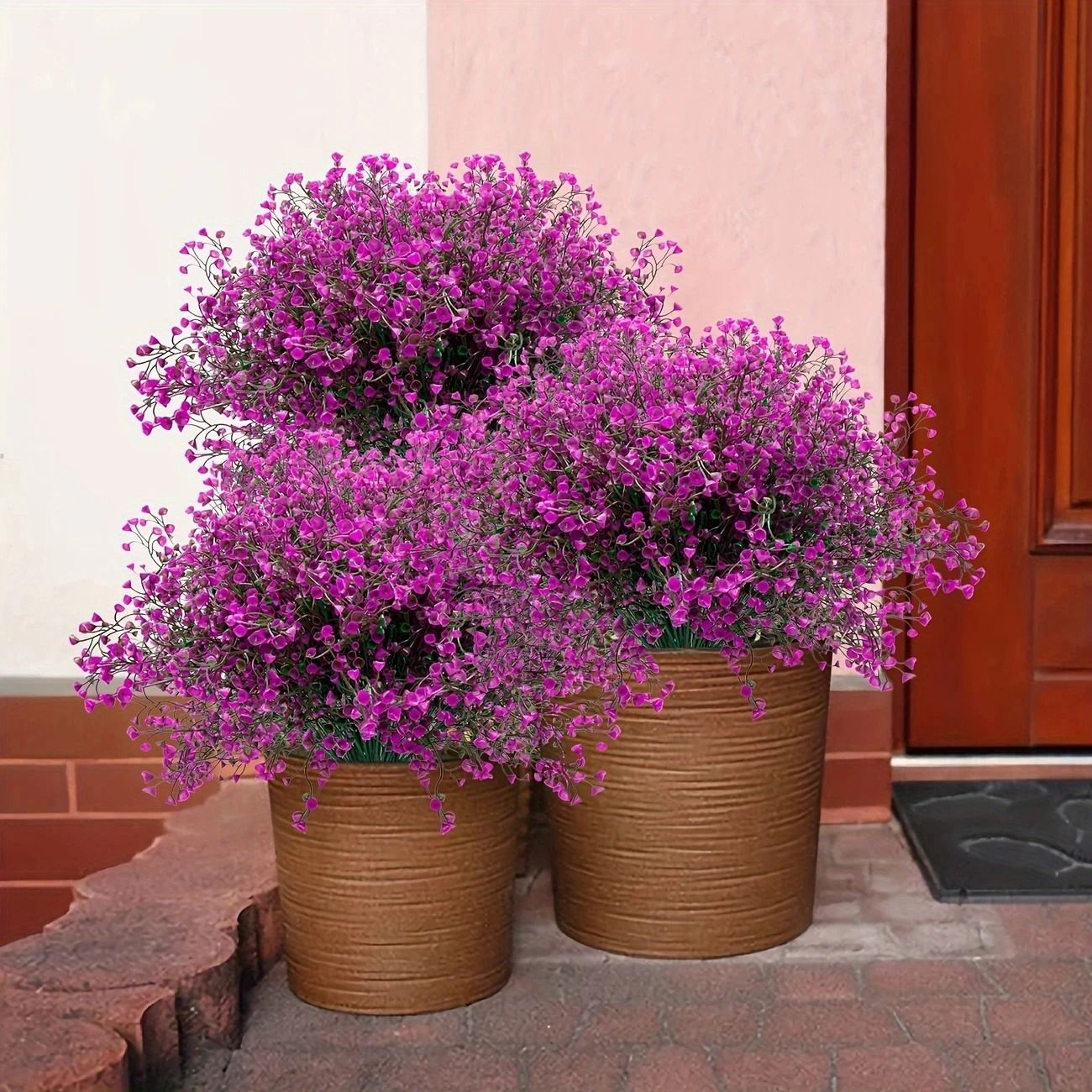 UV Resistant Artificial Outdoor Flowers Plastic Shrub Garden Decor Set 0