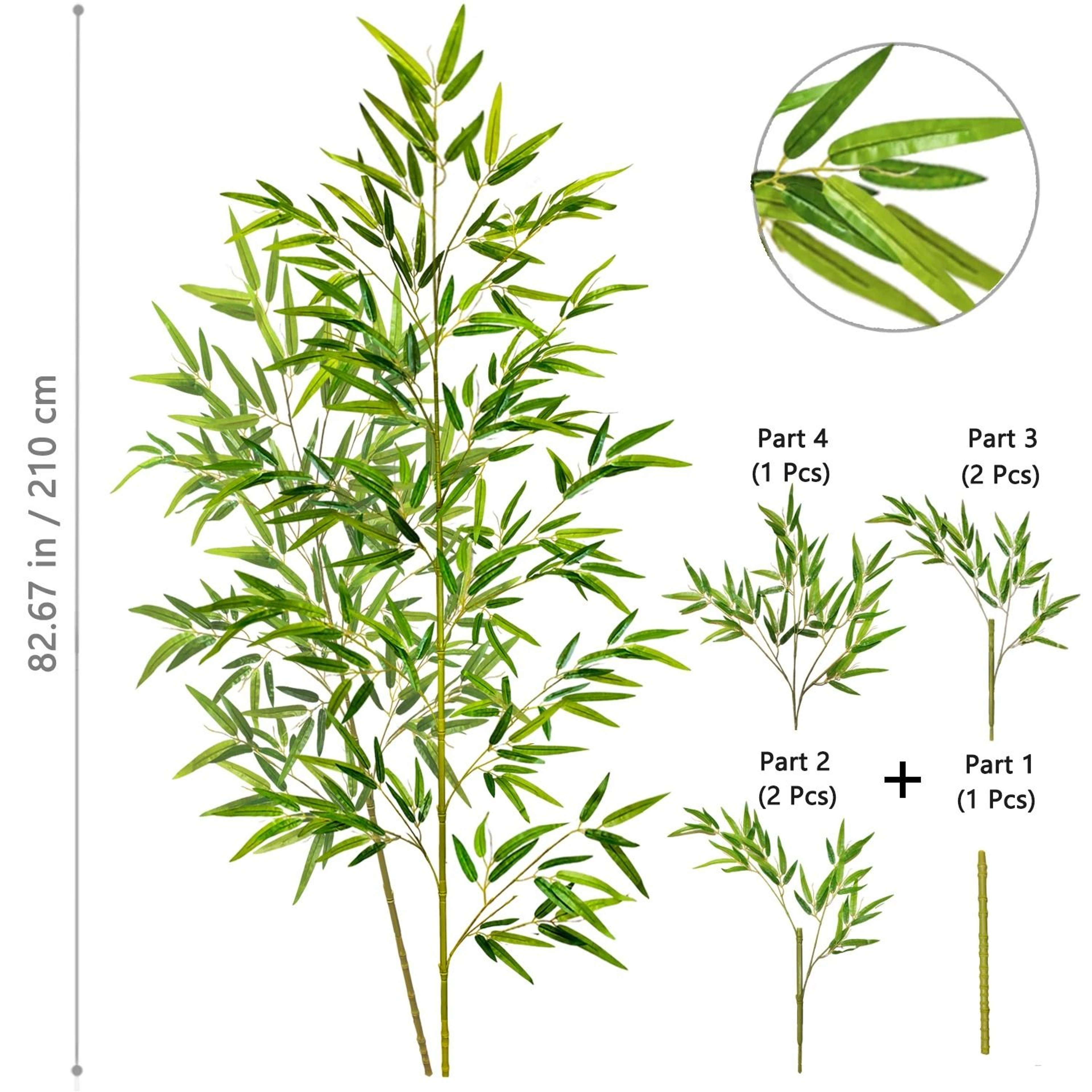 Artificial Bamboo Leaves Tall Fake Bamboo Plant Realistic Indoor Office Greenery Decor 13